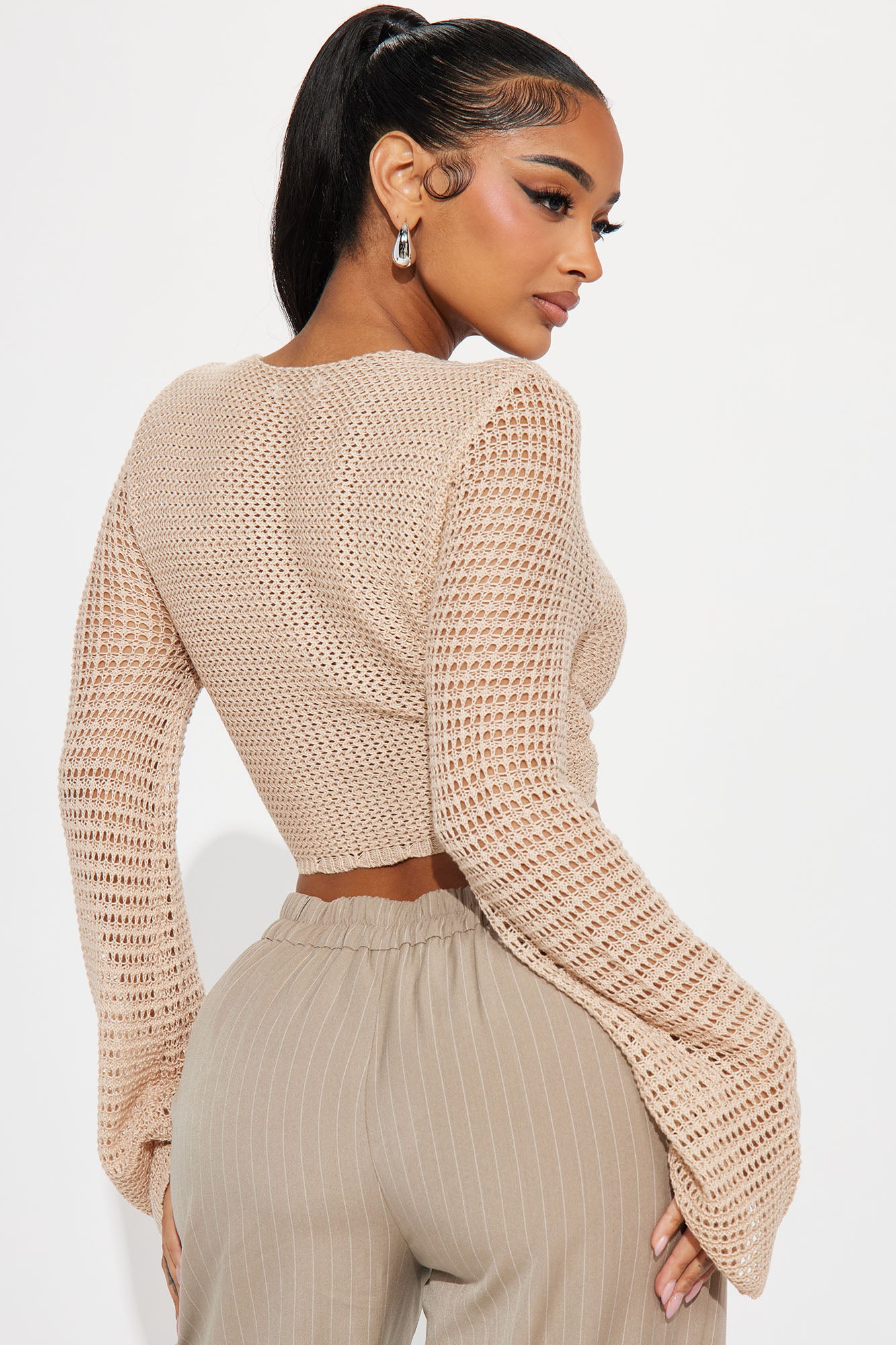 Sunny Paradise Crochet Top - Taupe - Image 3