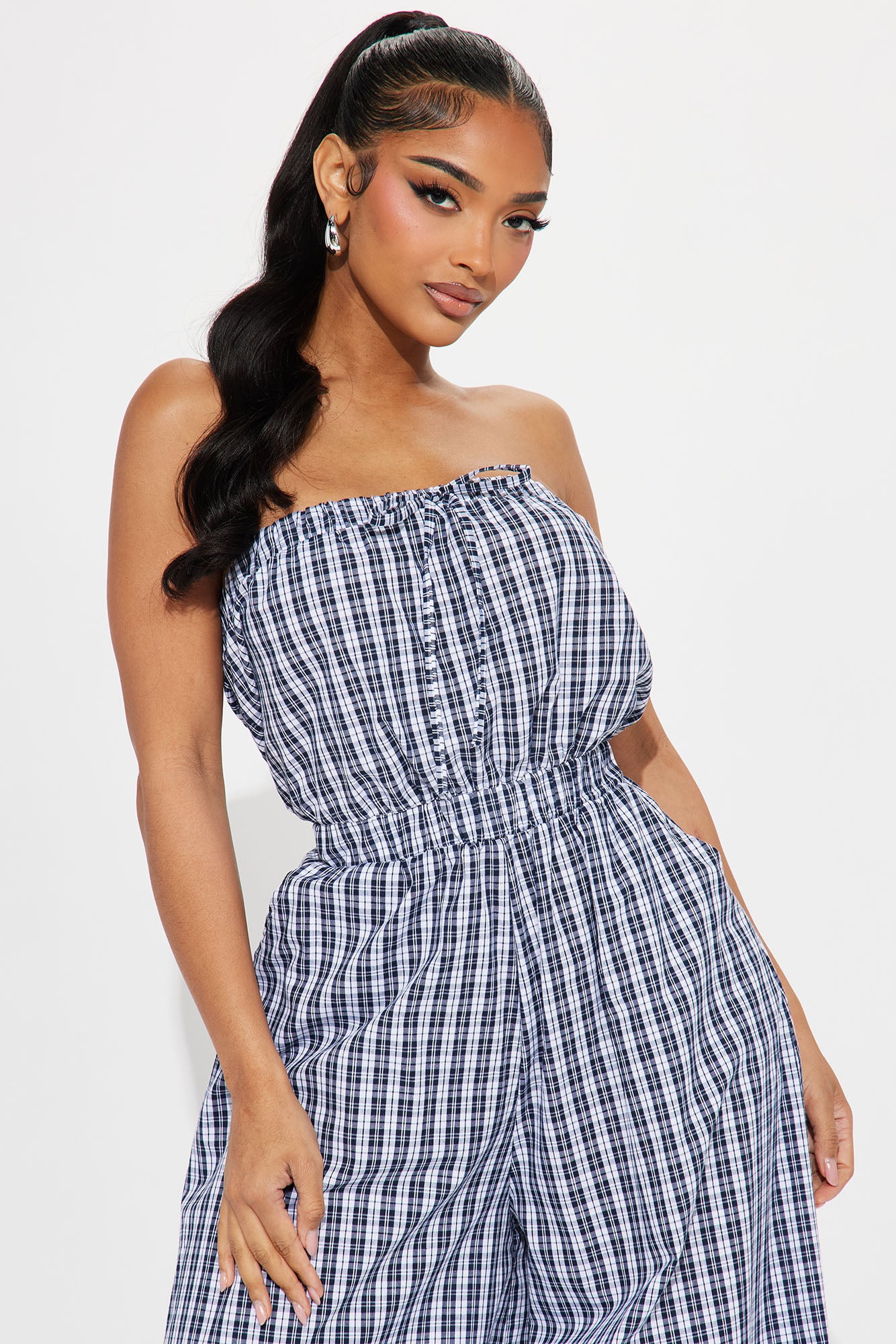 Running Out Of Time Plaid Jumpsuit - Blue/combo - Image 3