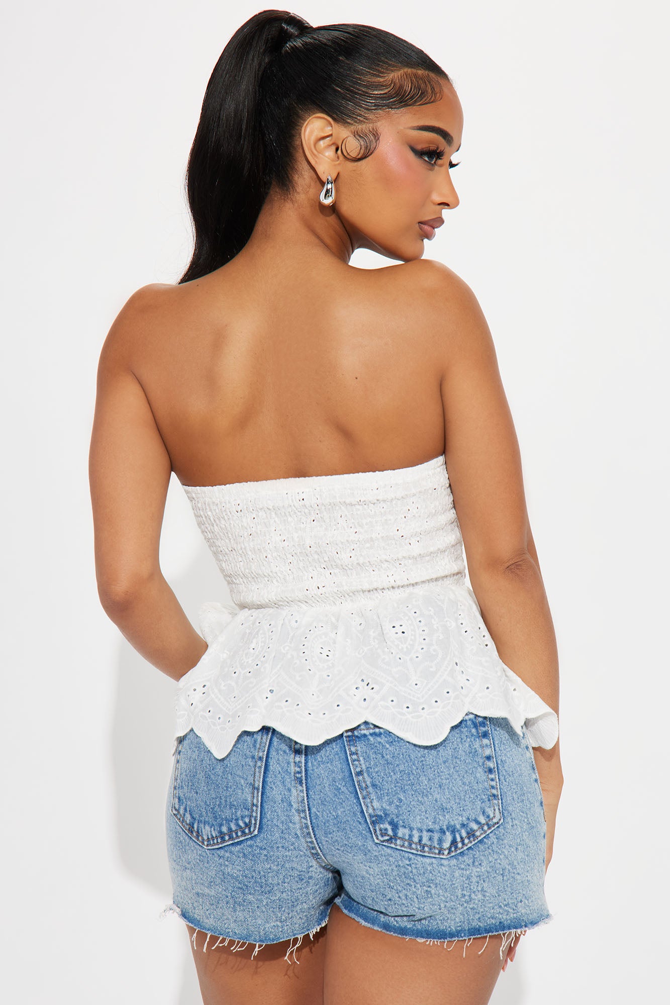 Sally Eyelet Corset Top - White - Image 3