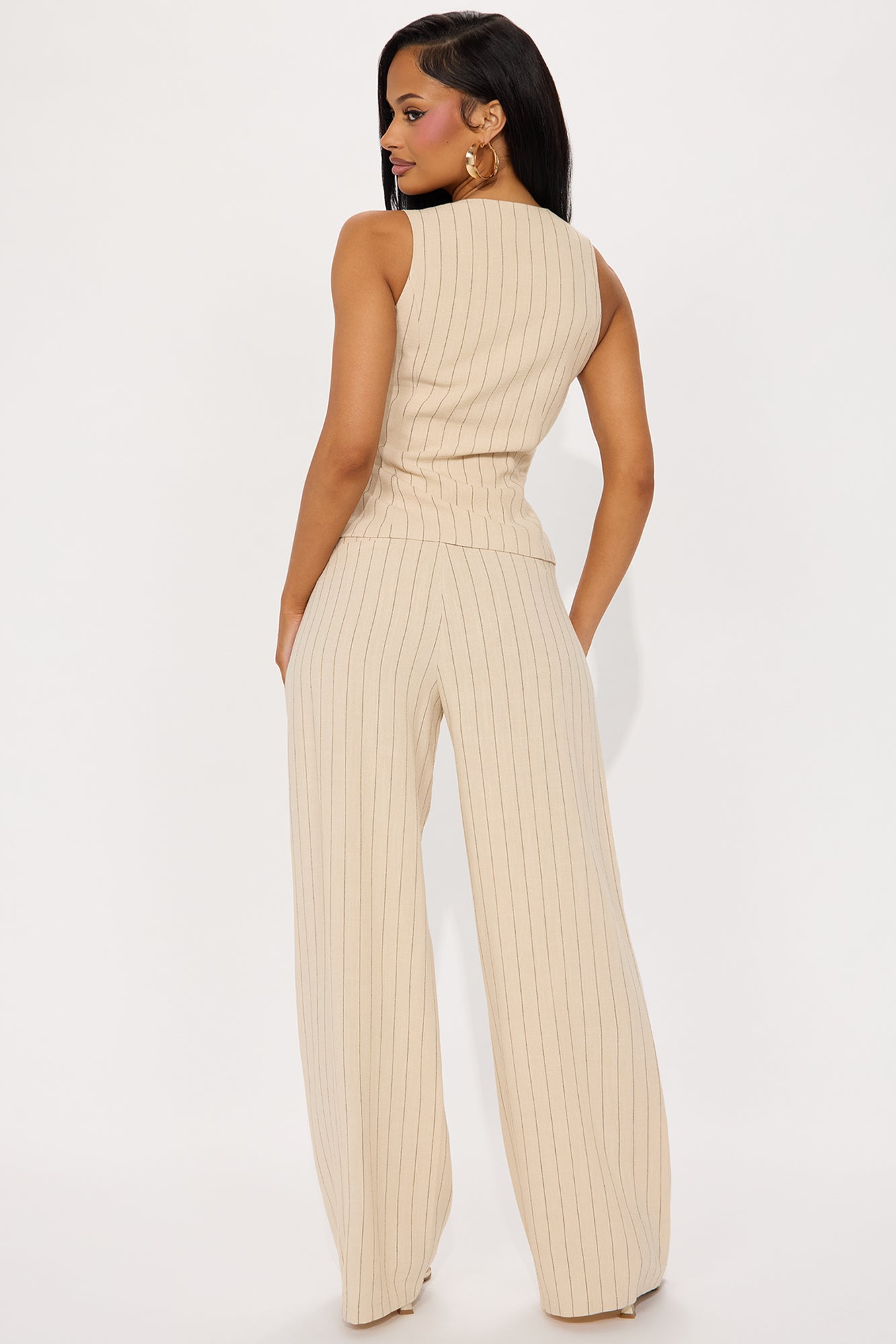 Kai Linen Vest Pant Set - Taupe/combo - Image 3