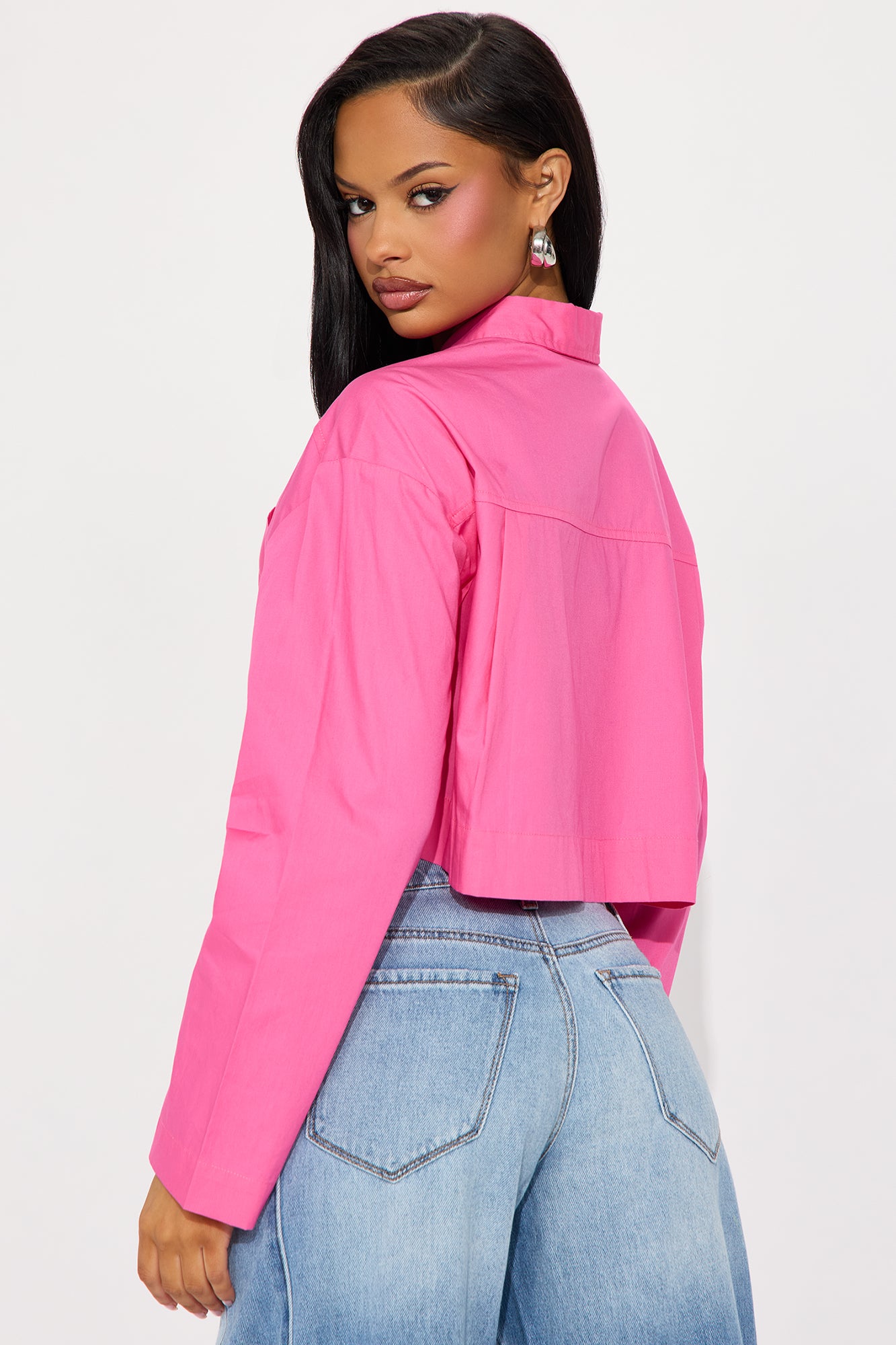 Busy Weekends Long Sleeve Poplin Shirt - Hot Pink - Image 3