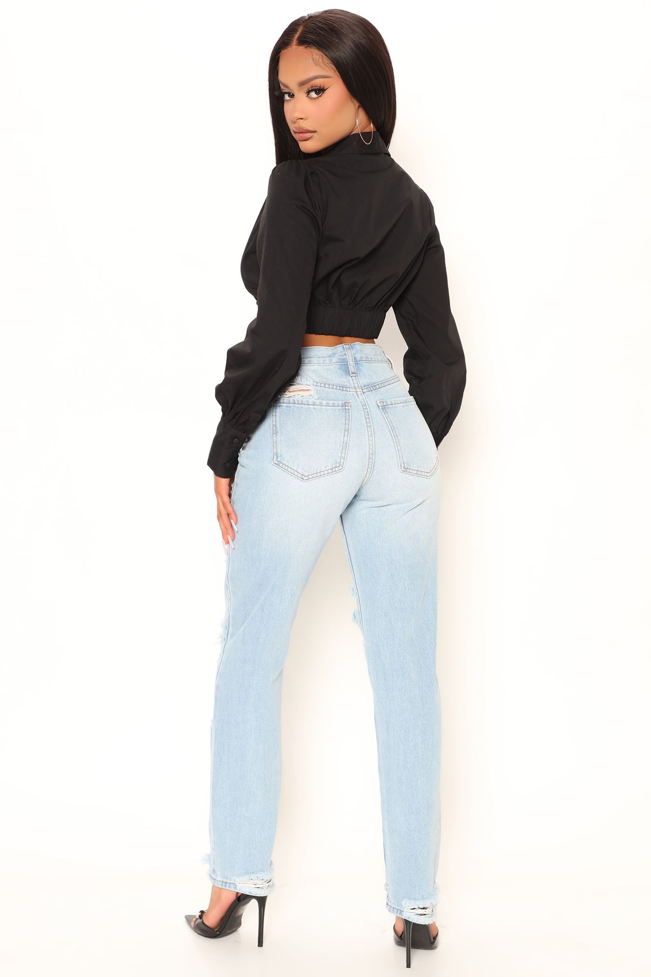 Call Back Later Poplin Top - Black - Image 4