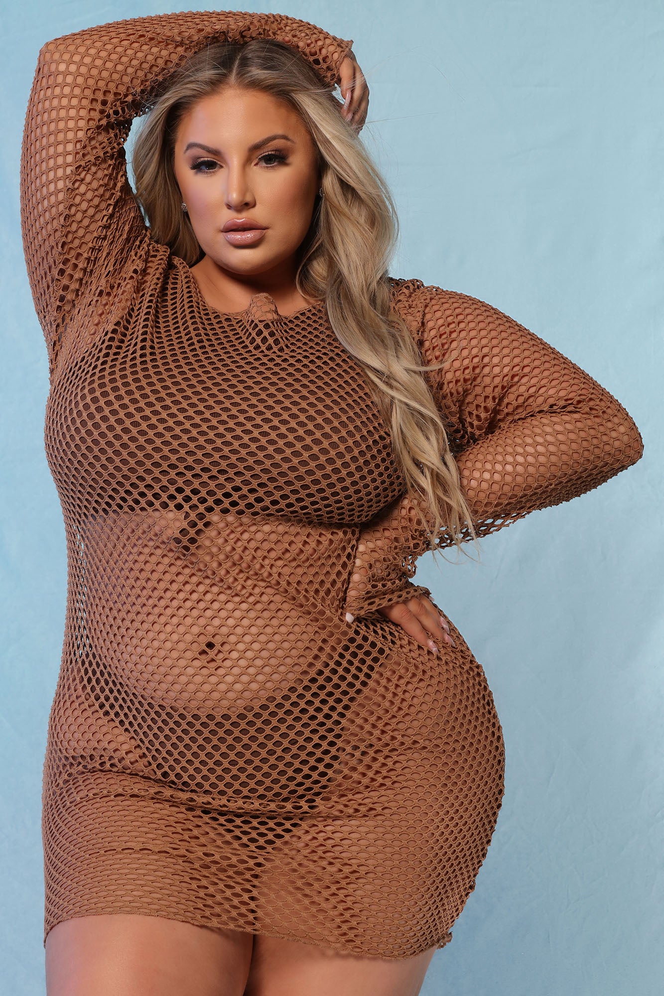 Beach What Fishnet Cover Up Dress - Mocha - Image 8