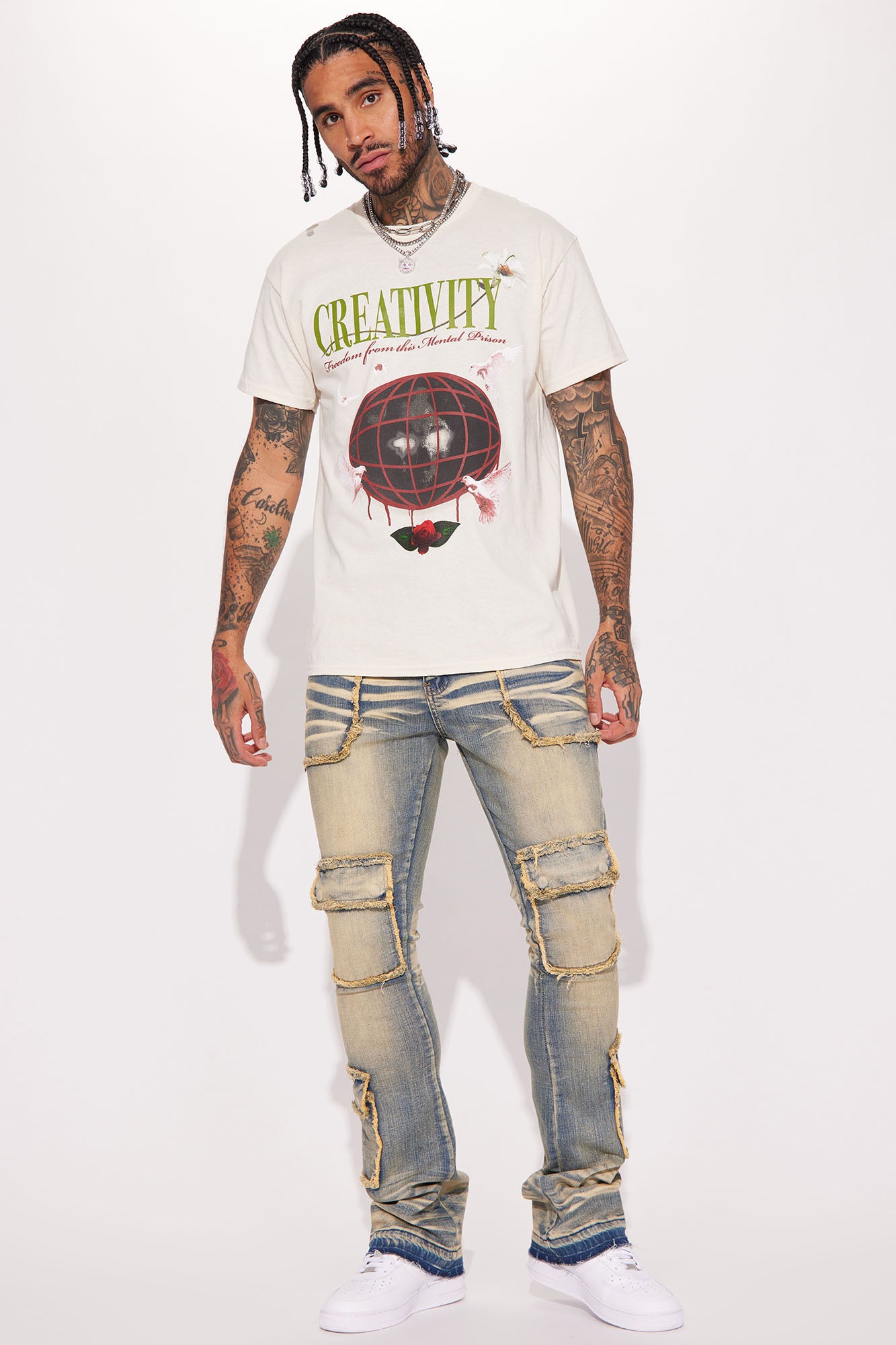 Can I Cargo Stacked Skinny Flare Jeans - Vintage Blue Wash - Image 3