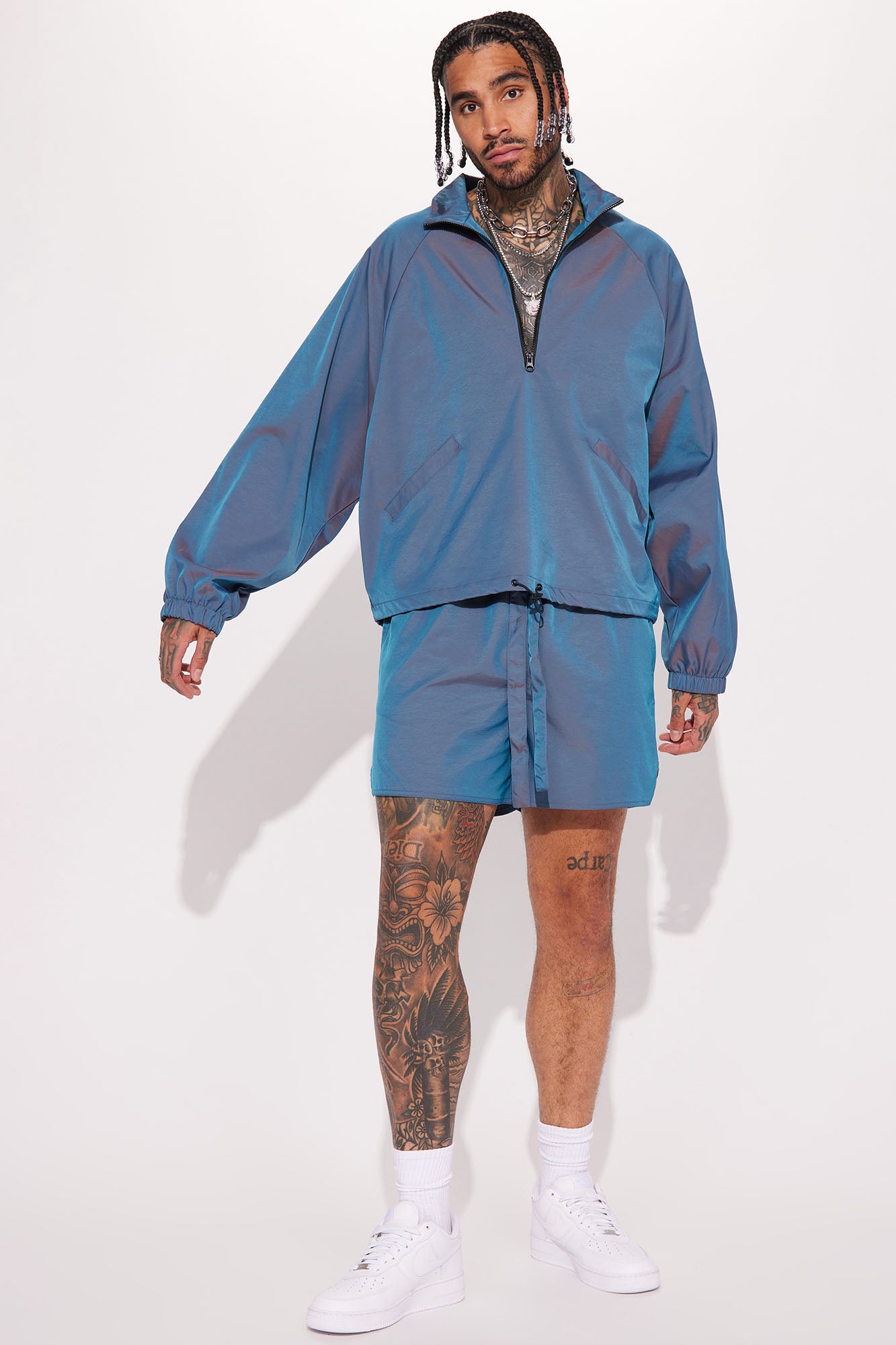 Stormy Iridescent Nylon Anorak - Blue - Image 6