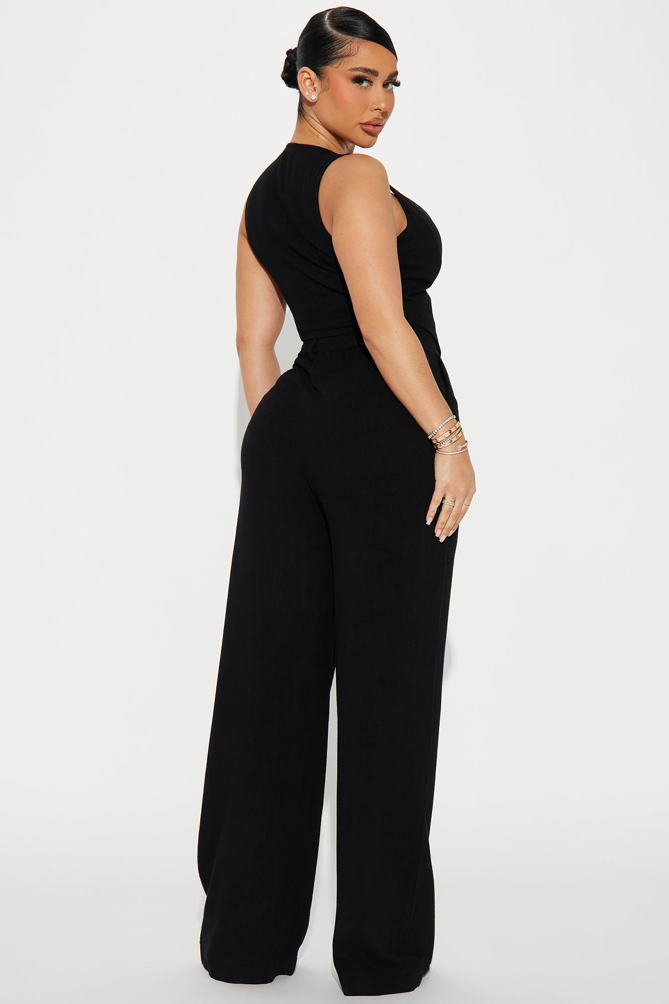 Act Right Linen Pant Set - Black - Image 3