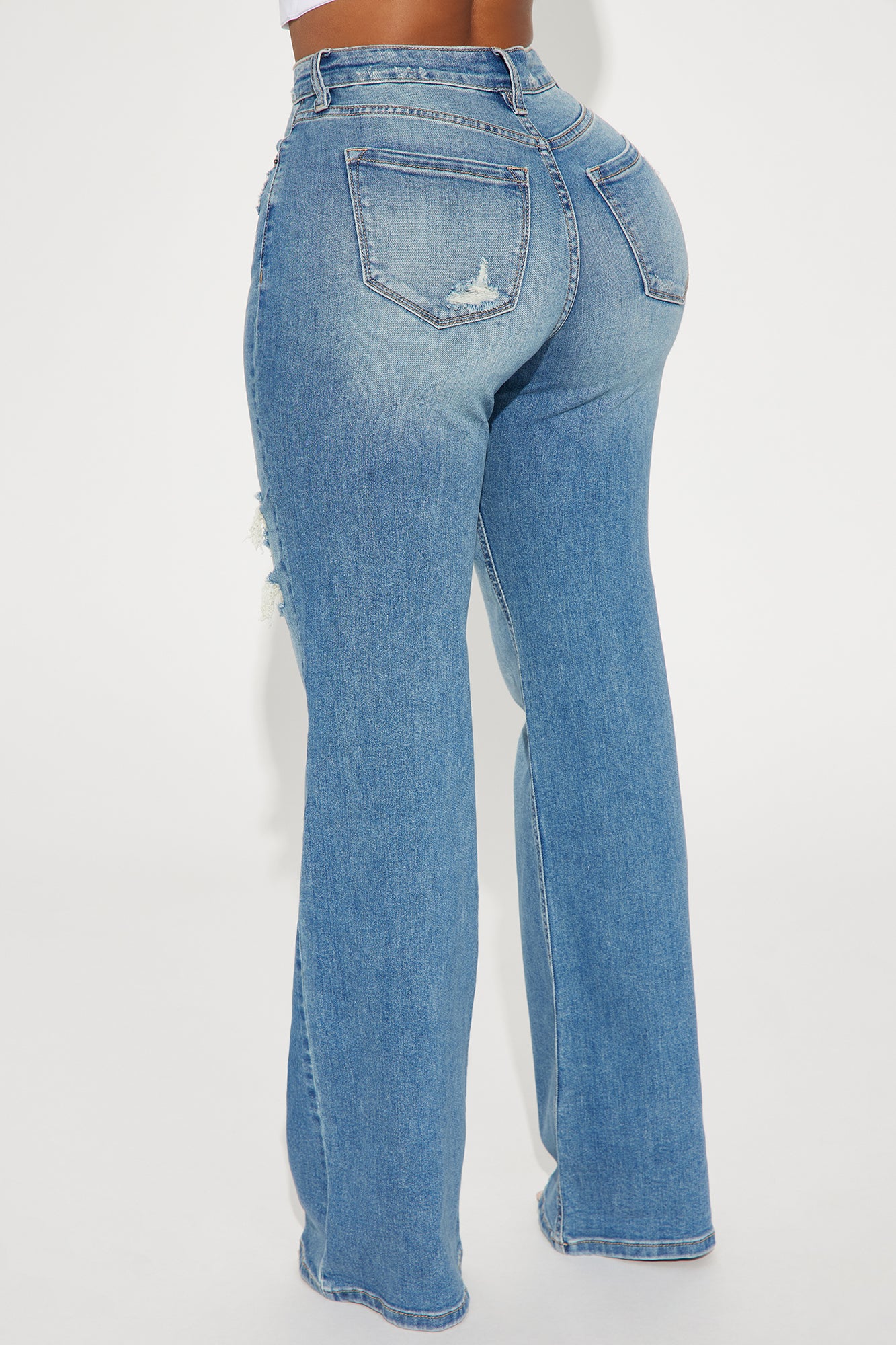 Remi Ripped Stretch Baggy Jeans - Medium Wash - Image 3