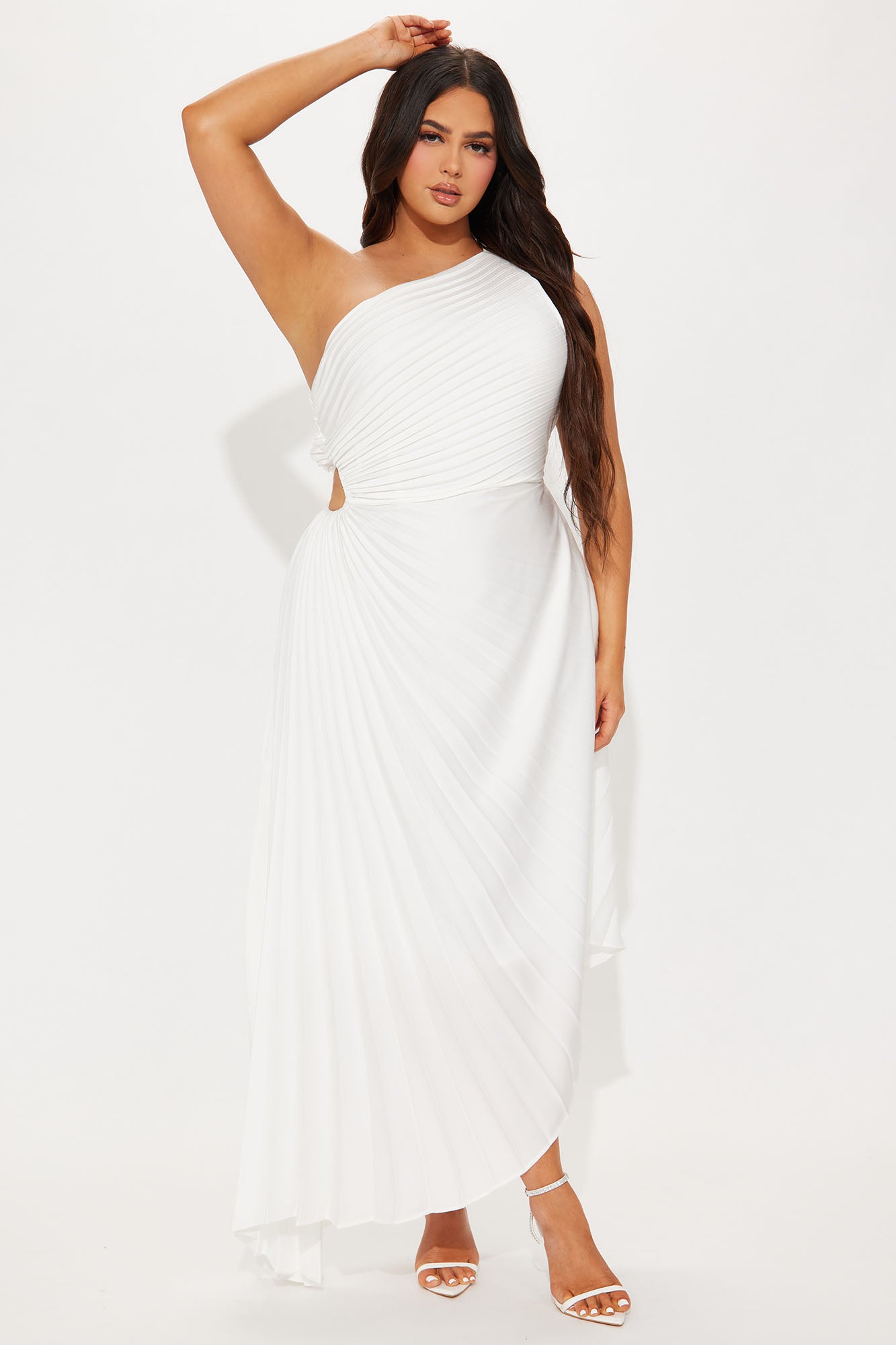 Athena One Shoulder Maxi Dress - Off White - Image 7