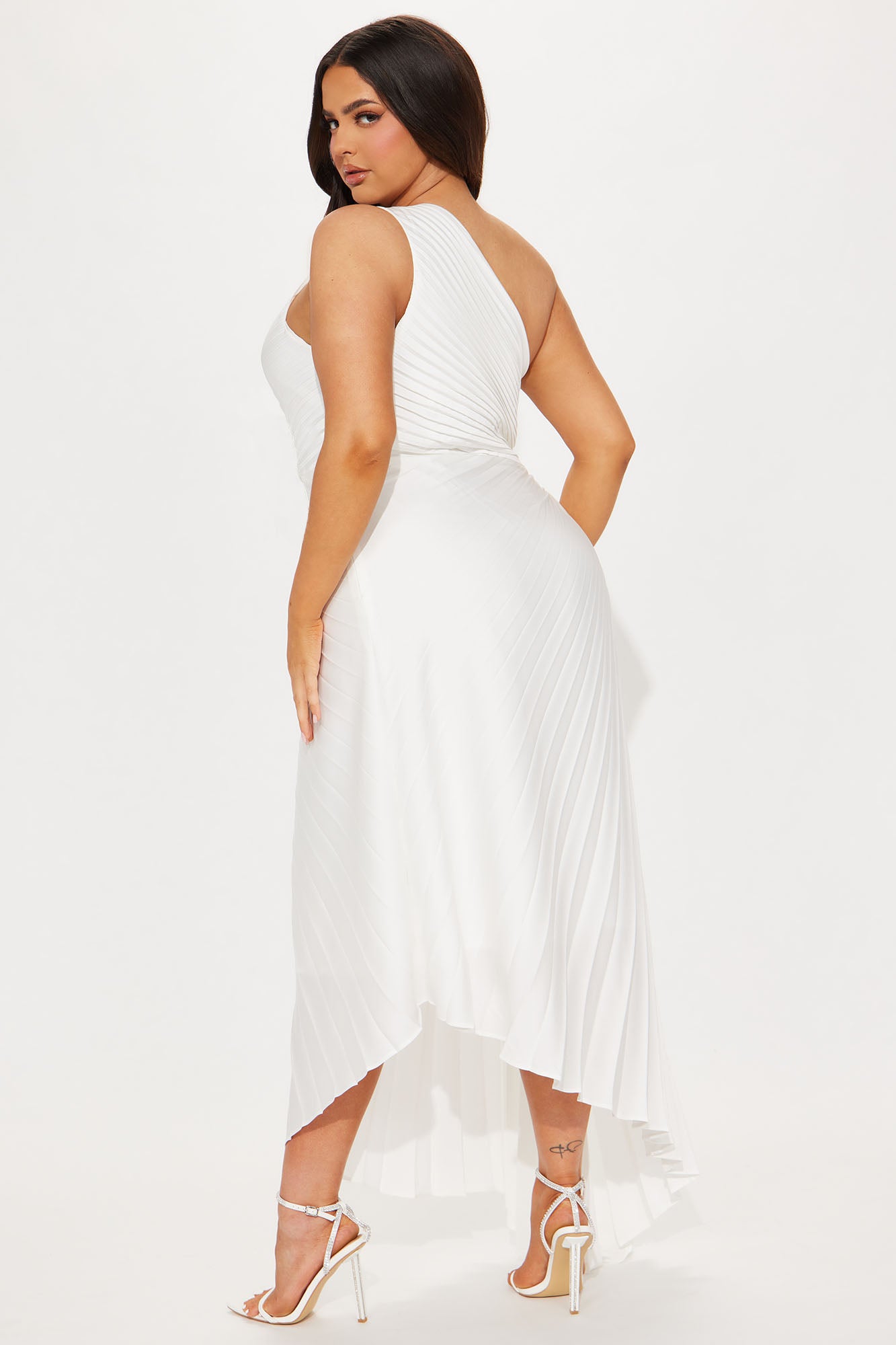 Athena One Shoulder Maxi Dress - Off White - Image 9