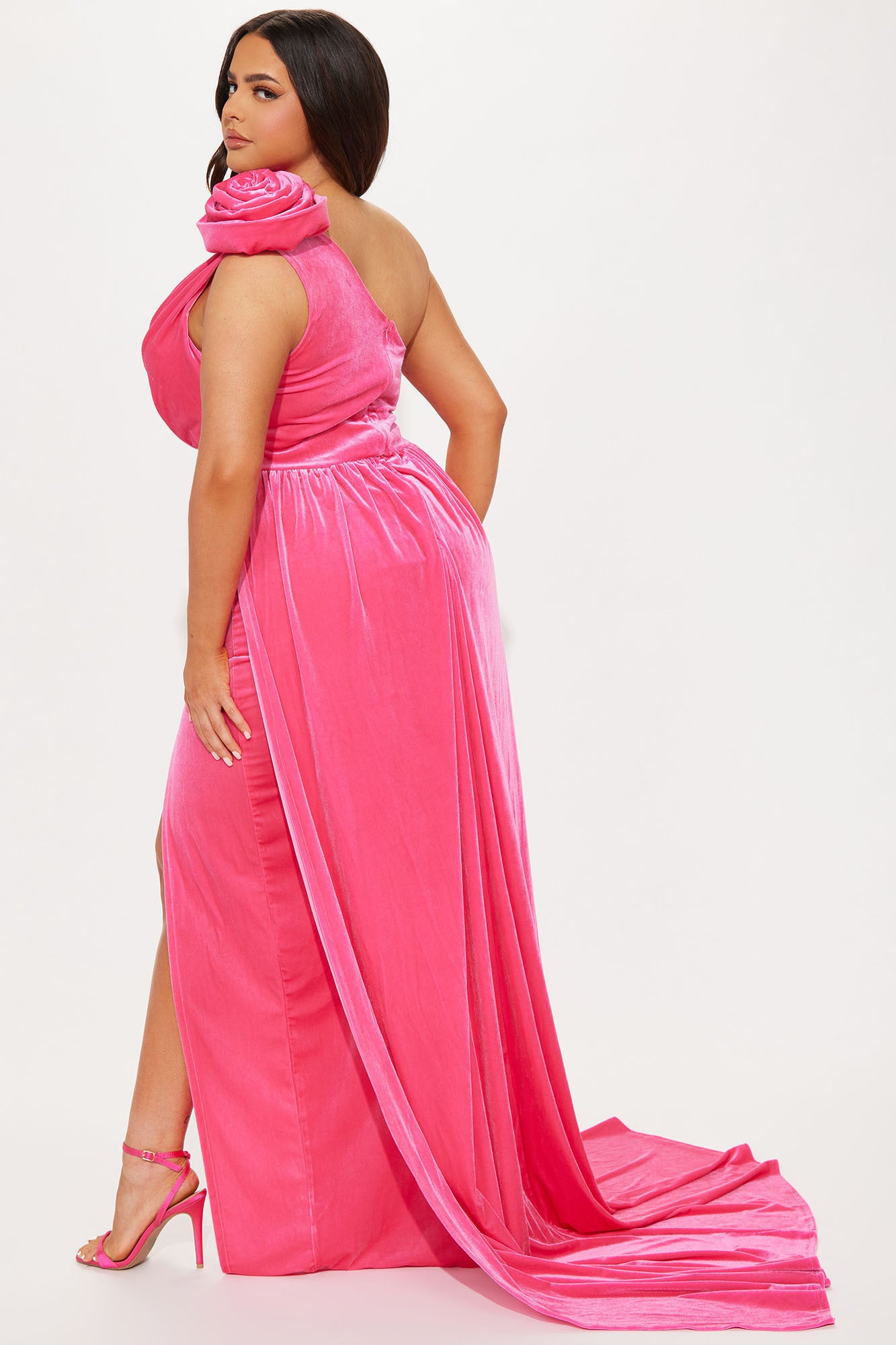 Rosalia Velvet Maxi Dress - Pink - Image 8