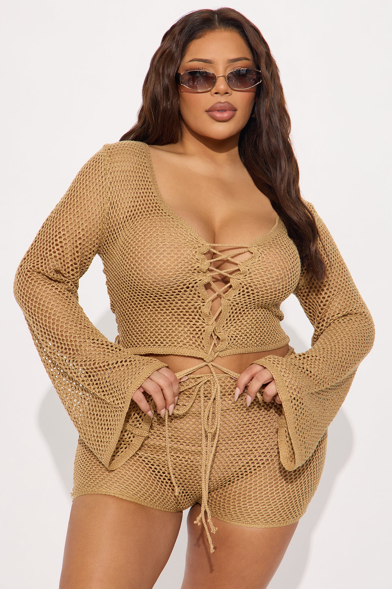 Out All Summer II Crochet Cover Up Set - Taupe - Image 8