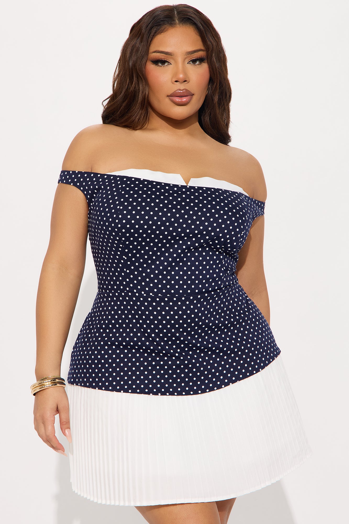 Work In Progress Polka Dot Mini Dress - Navy - Image 4