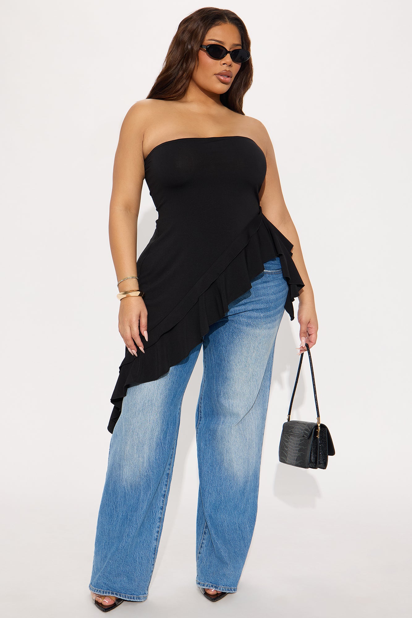 Call The Girls Asymmetrical Top - Black - Image 4