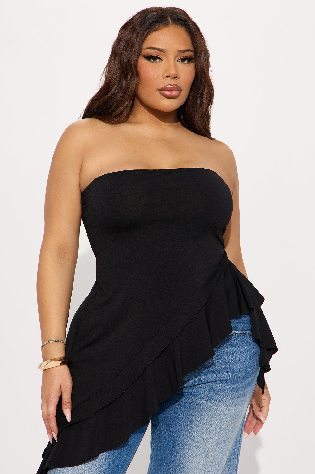 Call The Girls Asymmetrical Top - Black - Image 5
