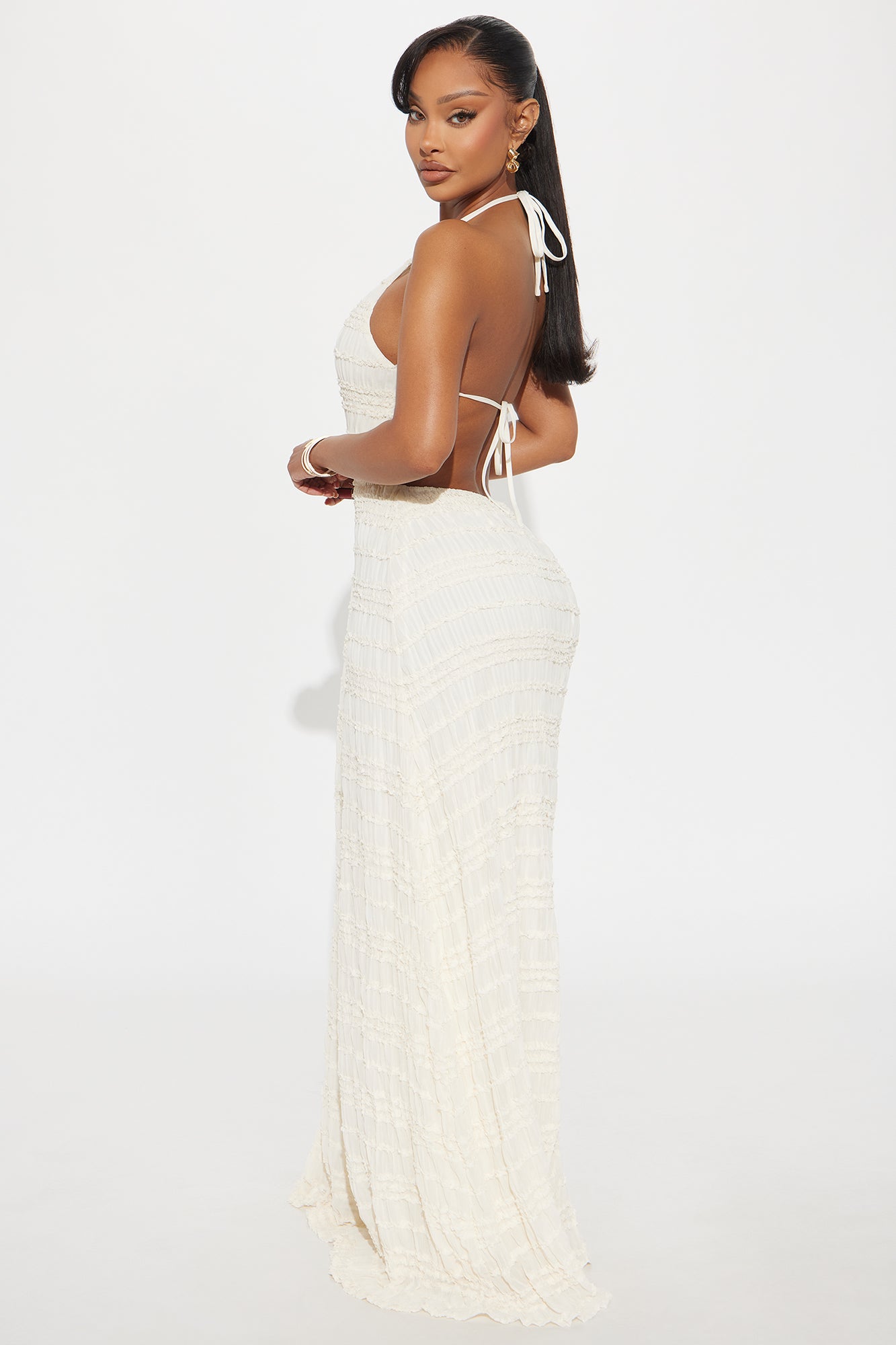 Isabella Textured Maxi Dress - Ivory - Image 3