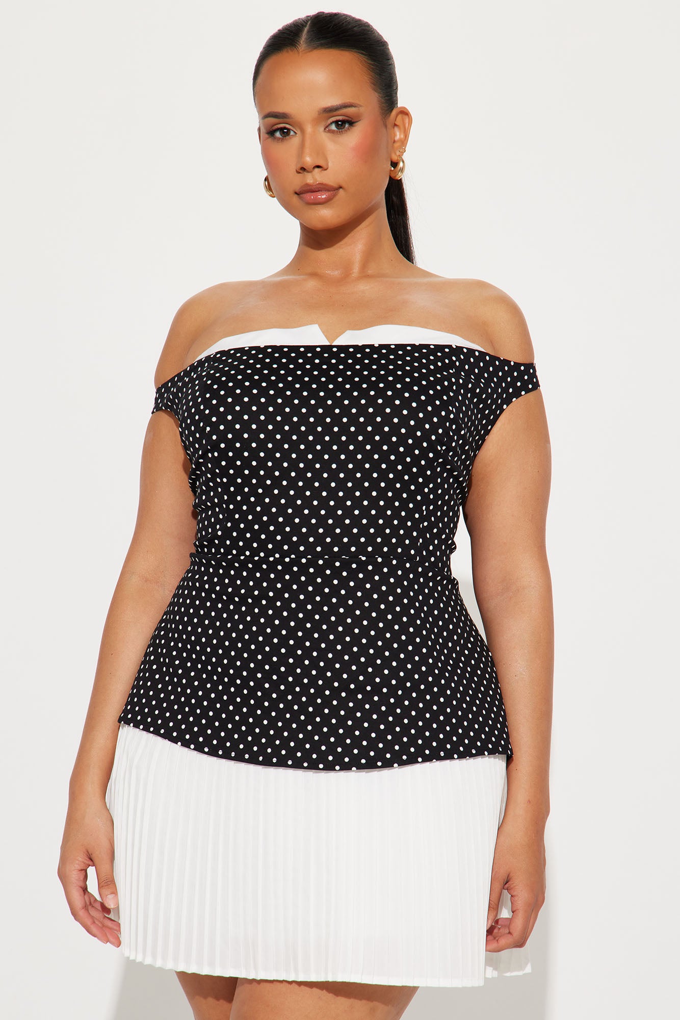 Work In Progress Polka Dot Mini Dress - Black/White - Image 6