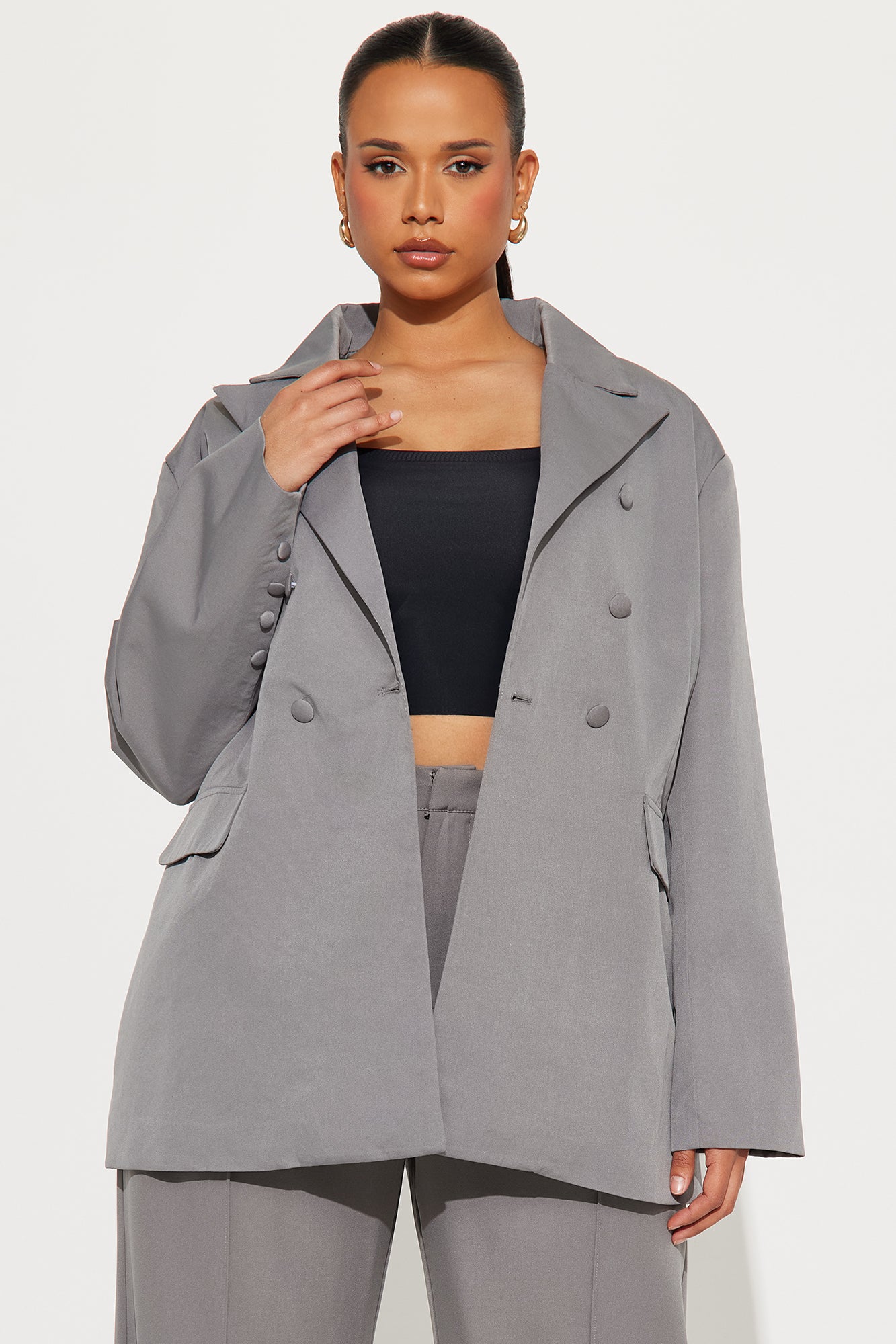 Office Behavior Oversized Blazer - Charcoal - Image 4