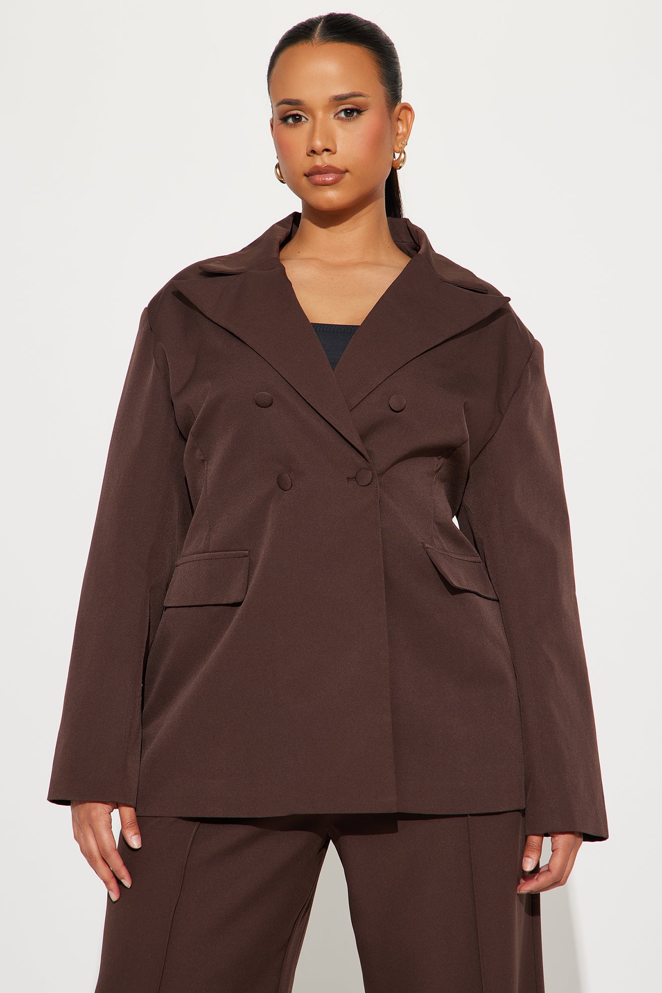 Office Behavior Oversized Blazer - Chocolate - Image 7