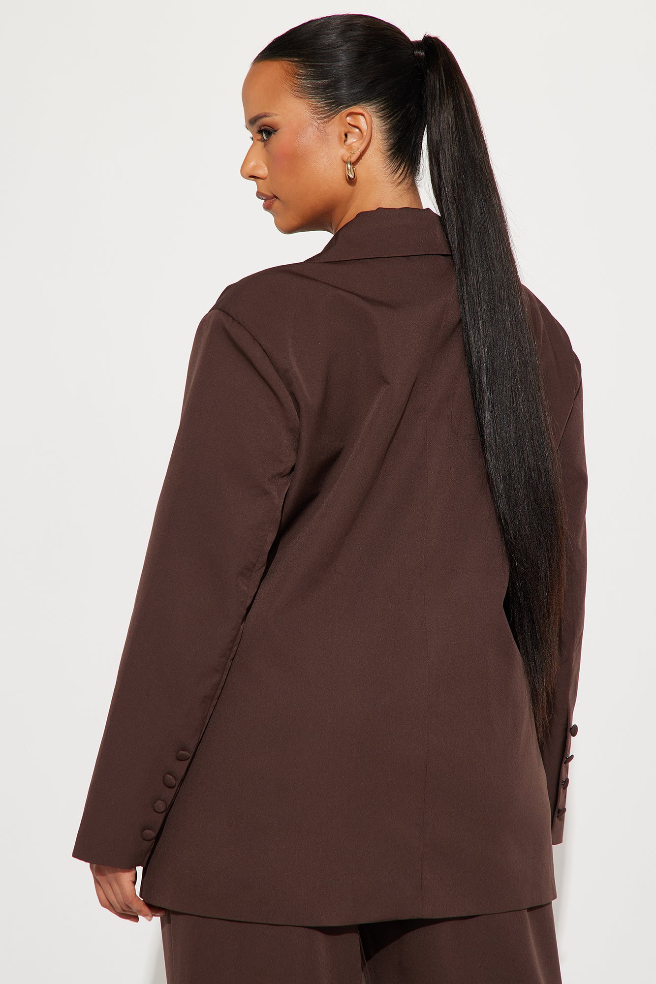 Office Behavior Oversized Blazer - Chocolate - Image 8