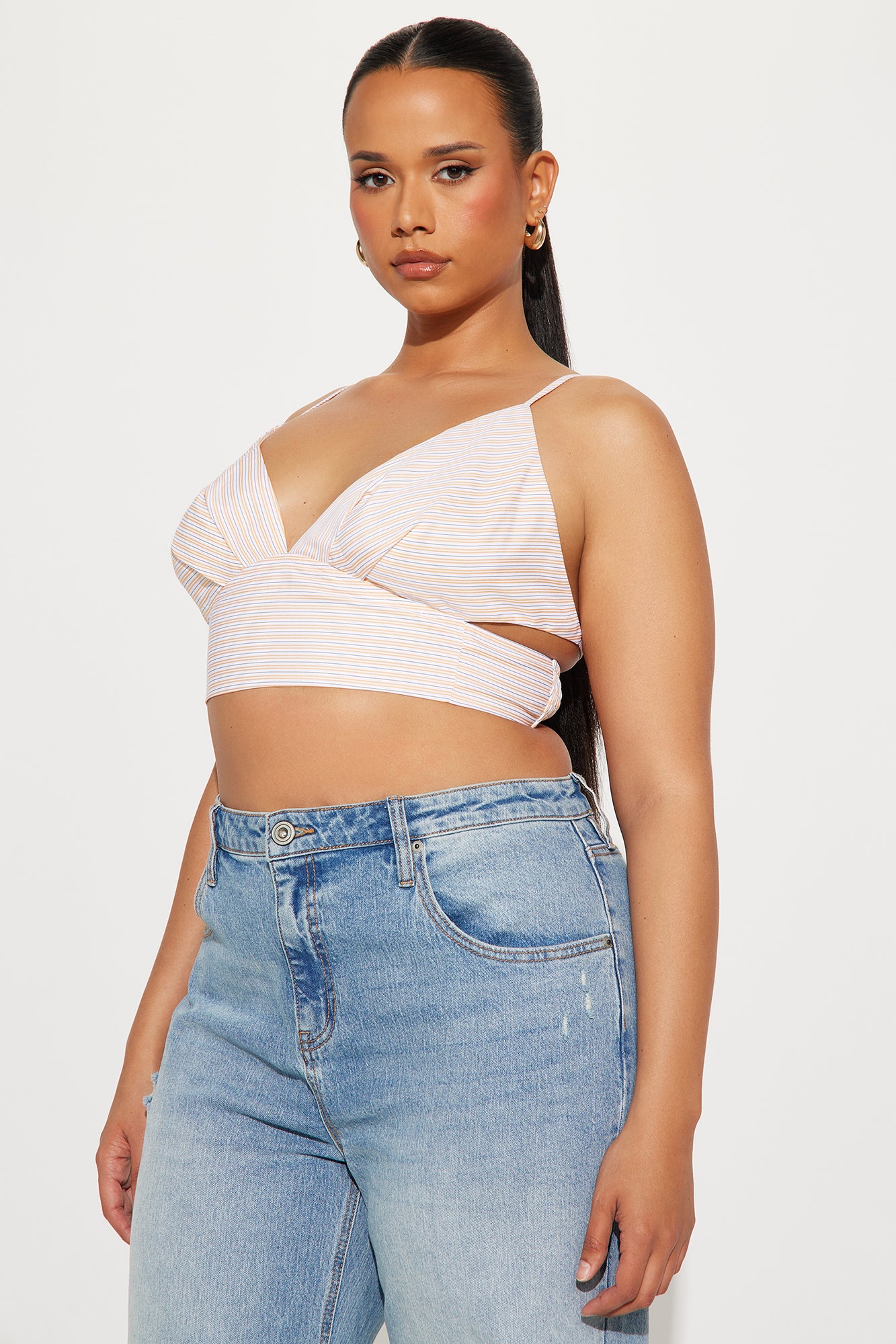 Claudina Striped 2 Piece Poplin Top - Orange/combo - Image 7