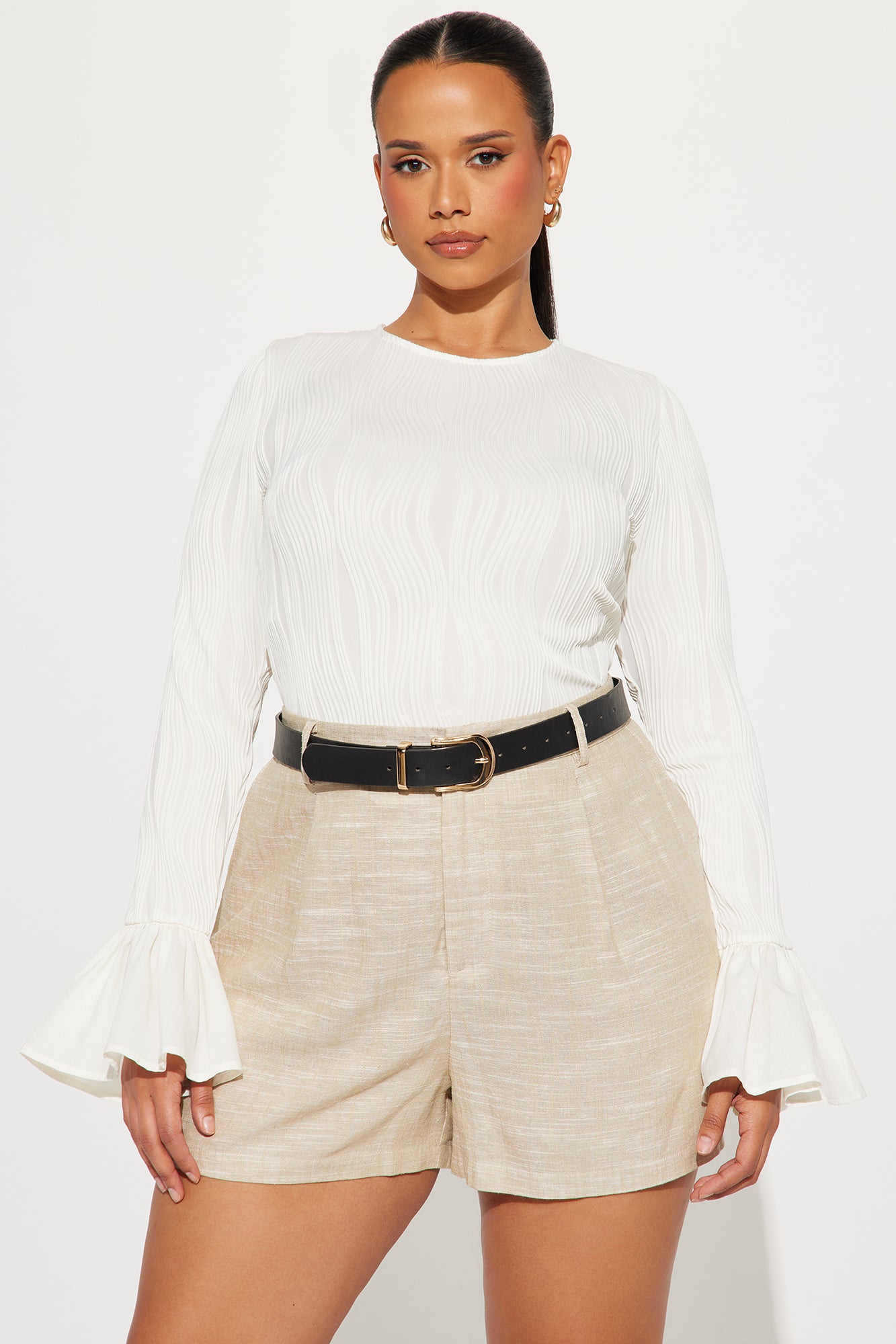 Brilliant Class Long Sleeve Textured Top - Ivory - Image 6