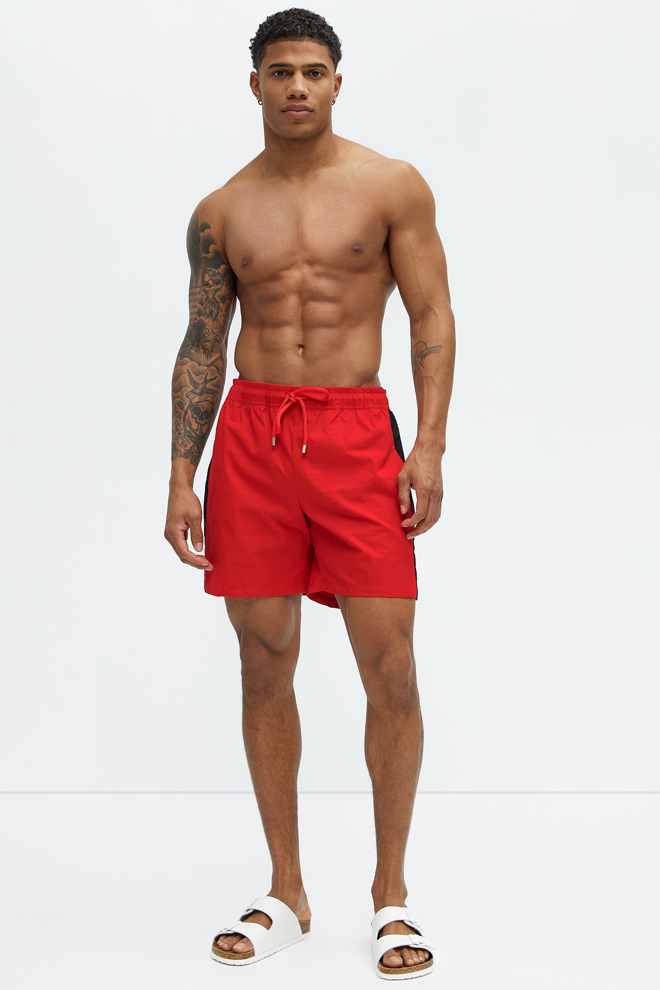 Contrast On The Side Swim Classic Trunk - Red/combo - Image 3