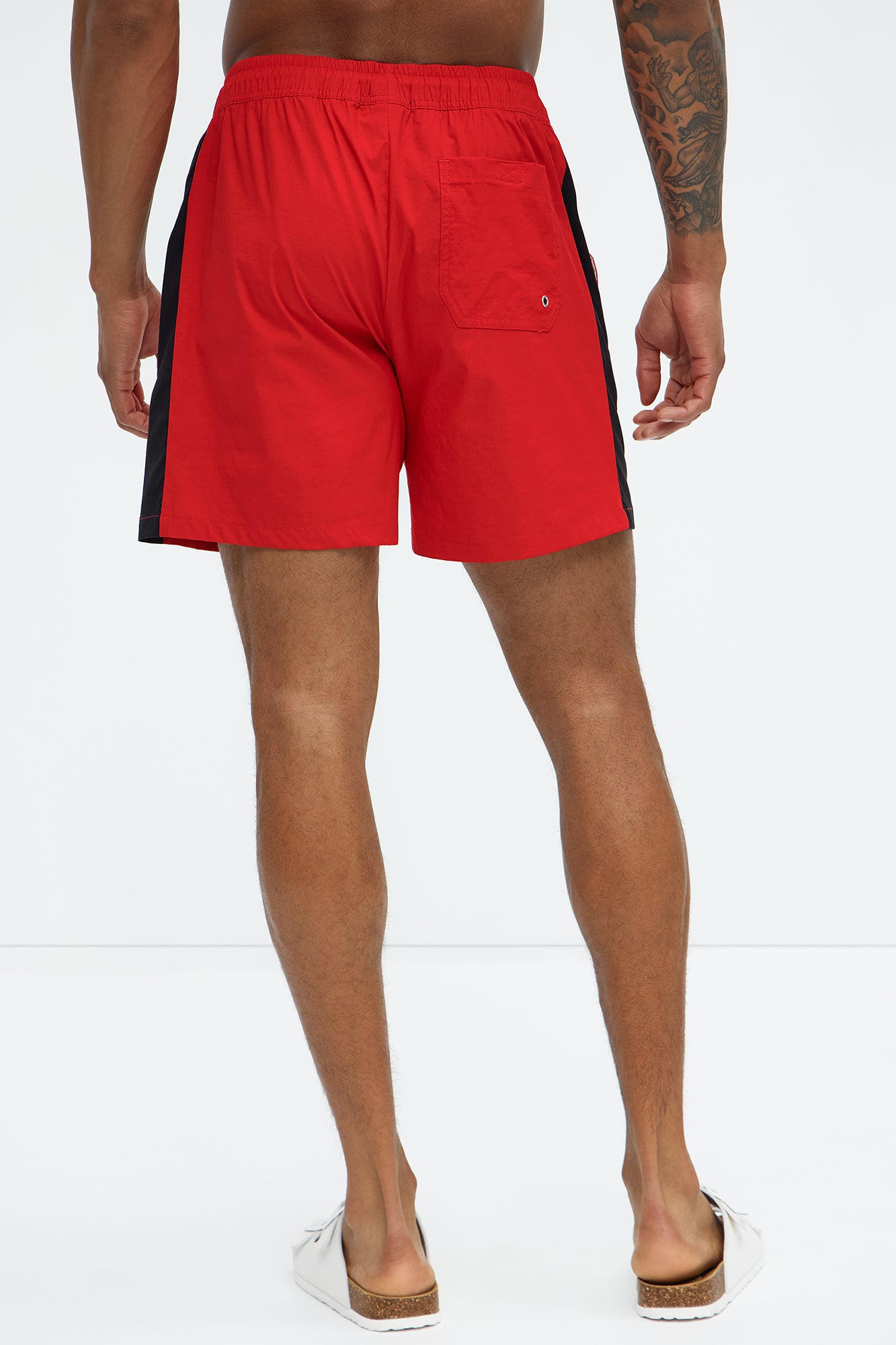 Contrast On The Side Swim Classic Trunk - Red/combo - Image 4