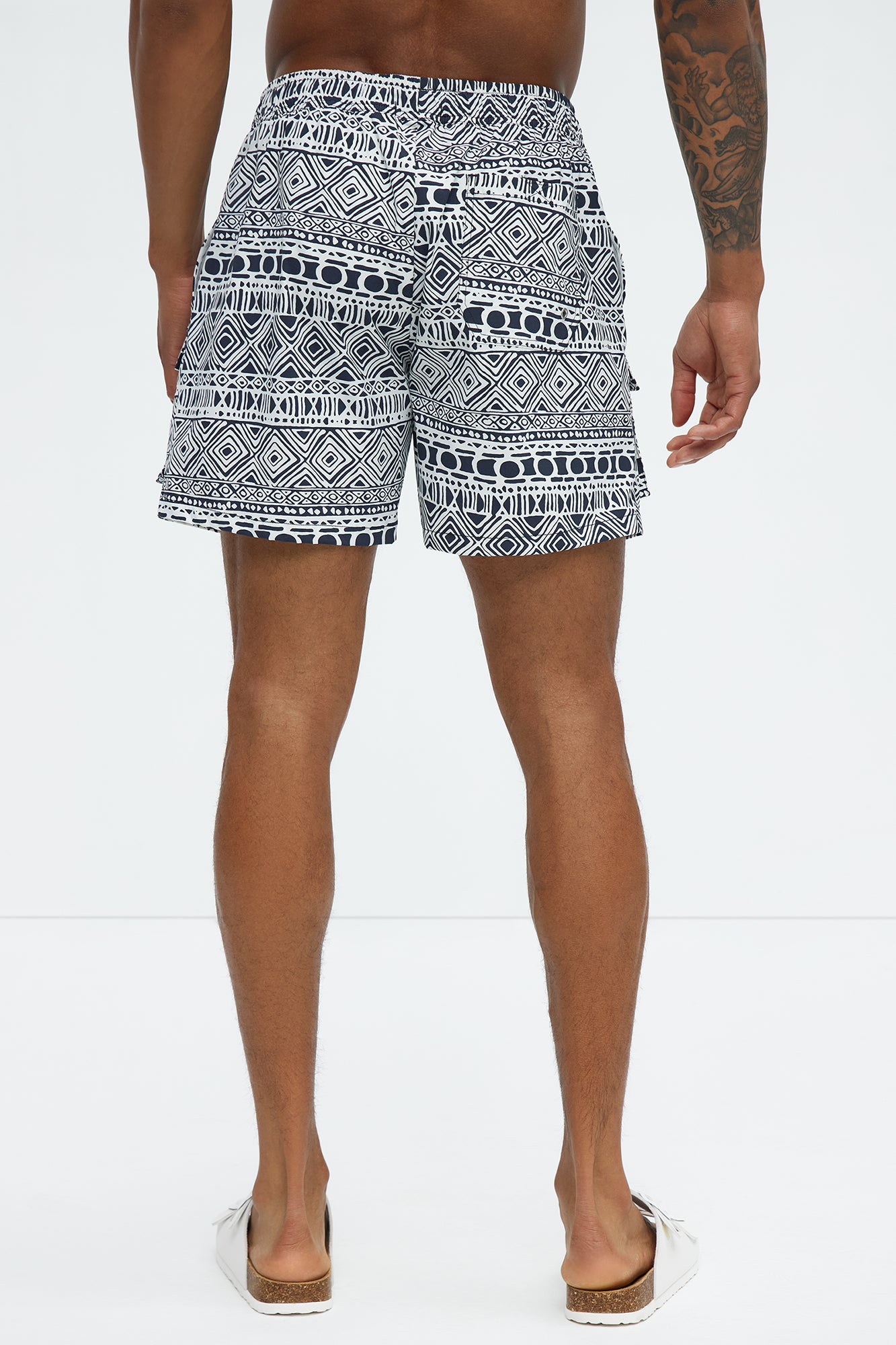 Attract Abstract Cargo Swim Mid Trunk - Black/White - Image 8