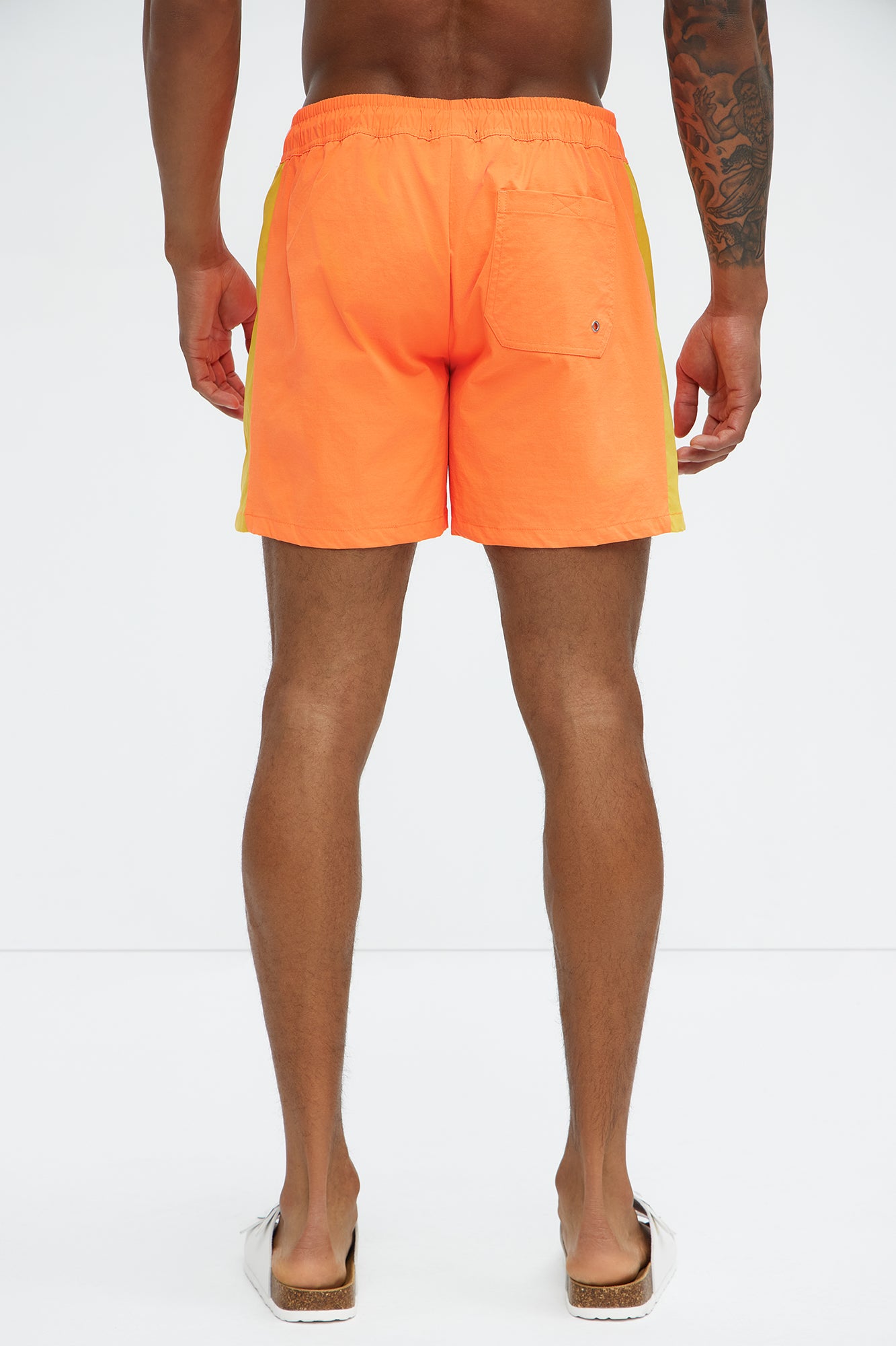 Contrast On The Side Swim Mid Trunk - Orange/combo - Image 4