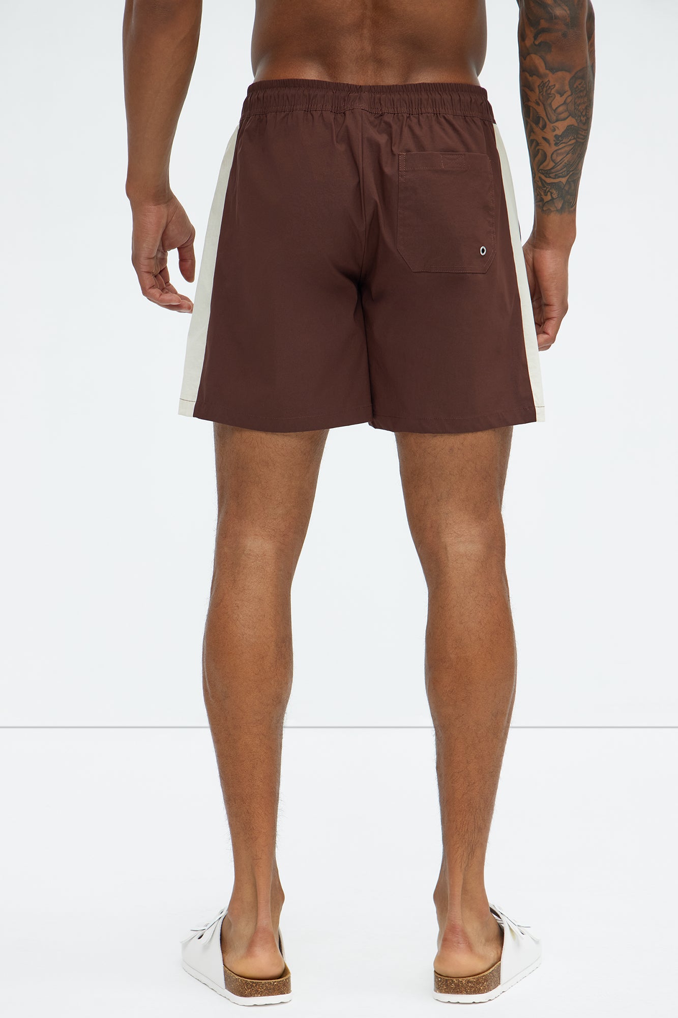 Contrast On The Side Swim Classic Trunk - Brown/combo - Image 4