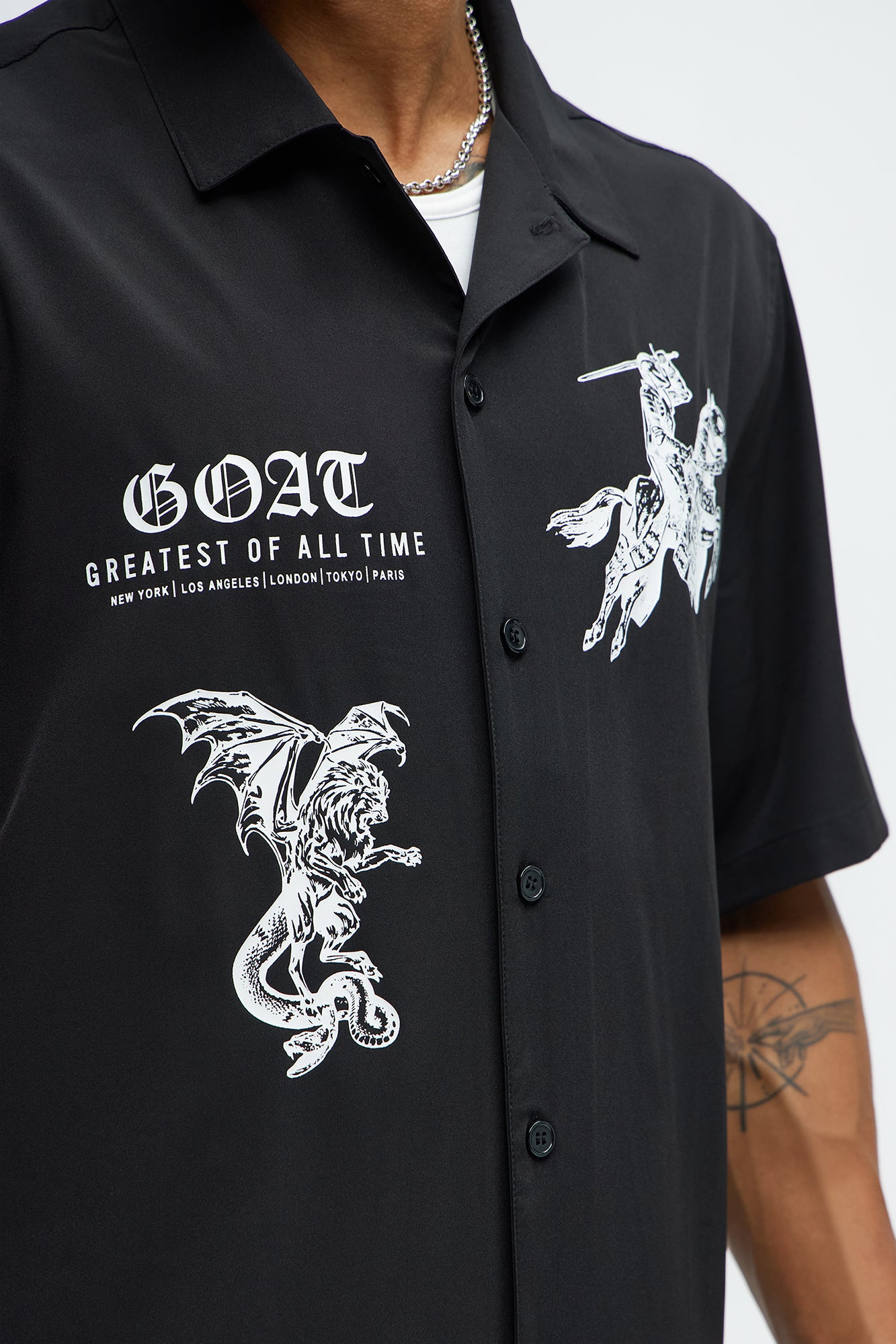 Knight And Gargoyle Full Button Shirt - Black - Image 3