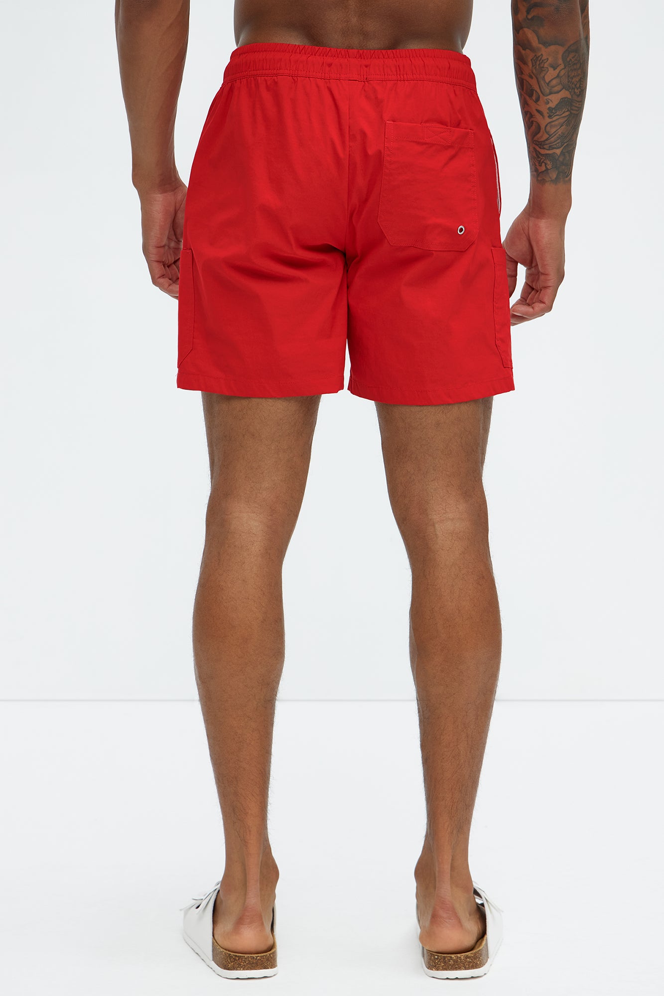 Keeping It Solid Velcro Swim Classic Trunk - Red - Image 4