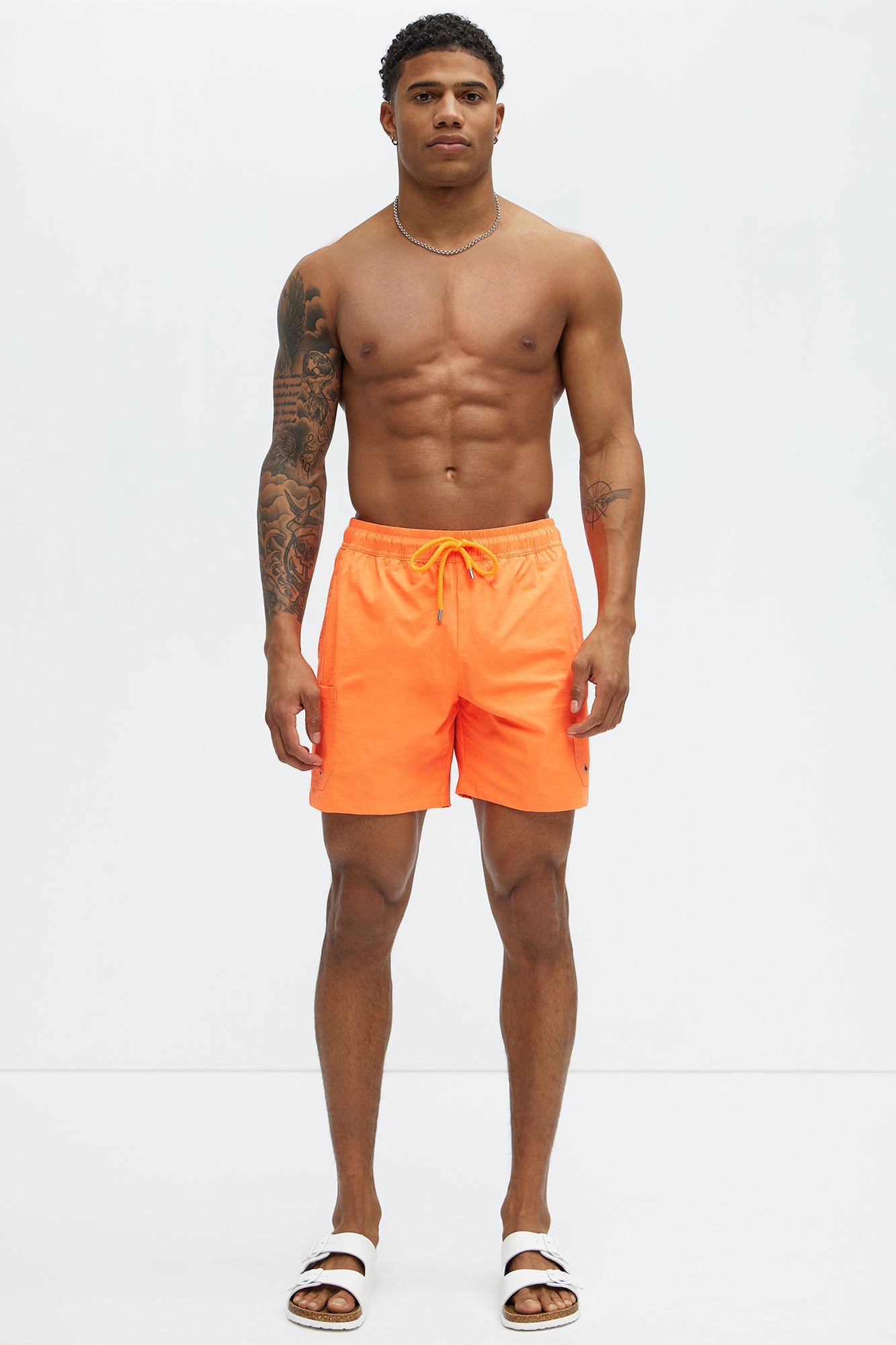 Keeping It Solid Velcro Swim Classic Trunk - Orange - Image 3