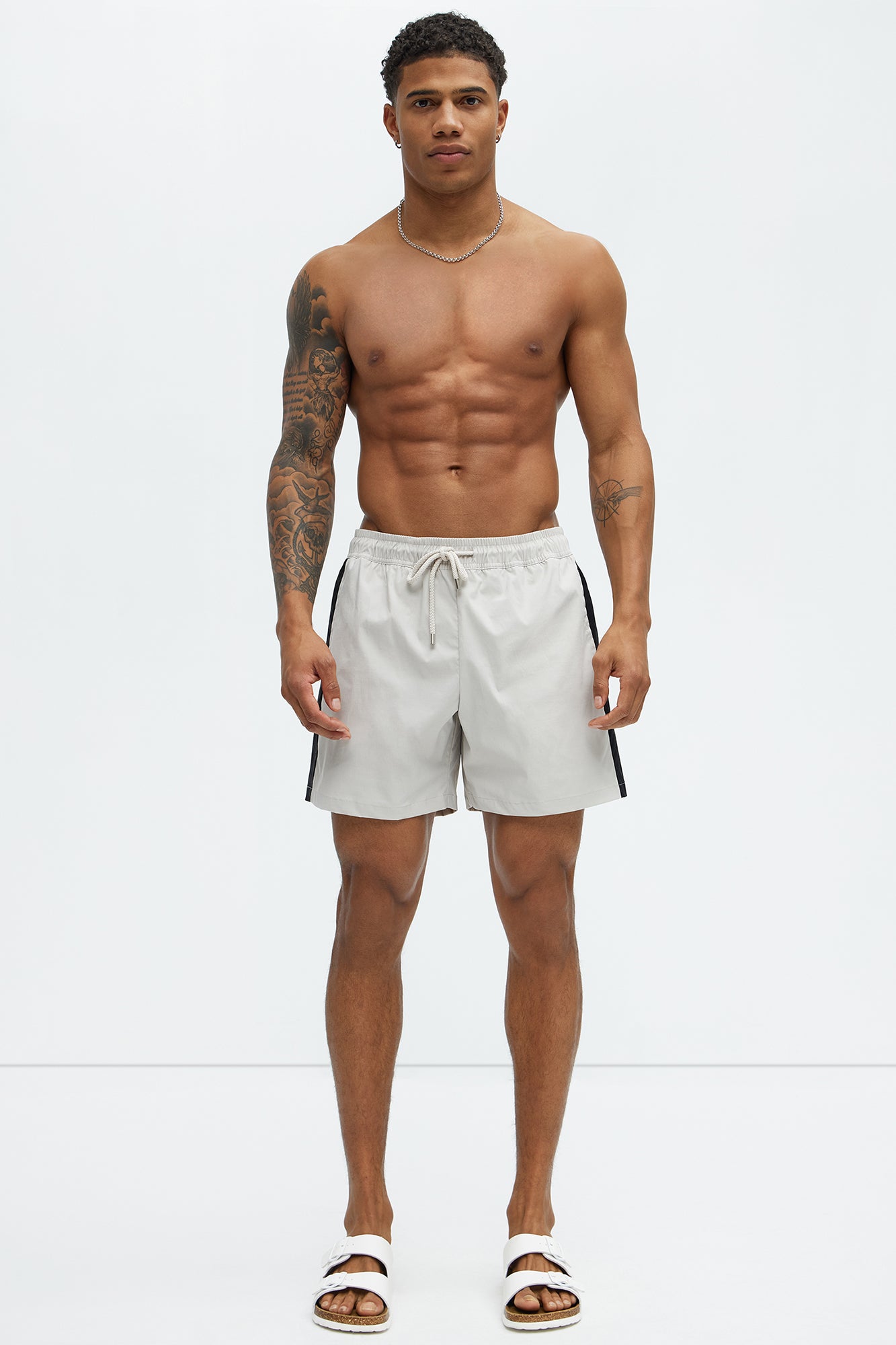 Contrast On The Side Swim Mid Trunk - Grey/combo - Image 3