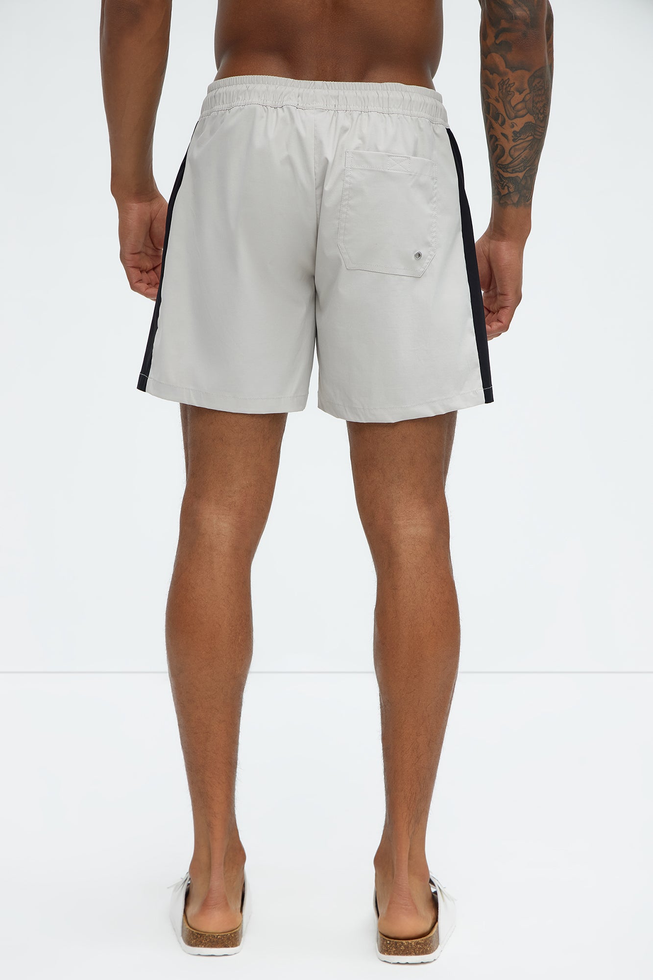 Contrast On The Side Swim Mid Trunk - Grey/combo - Image 4