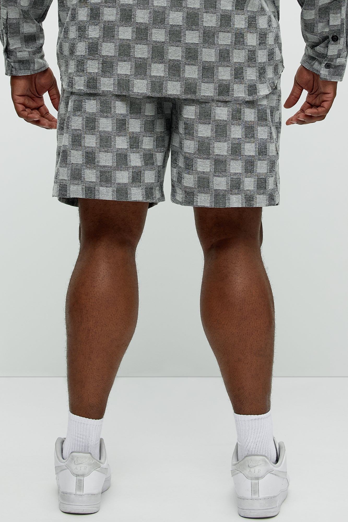 Checkered Jacquard Relaxed Shorts - Grey/combo - Image 8