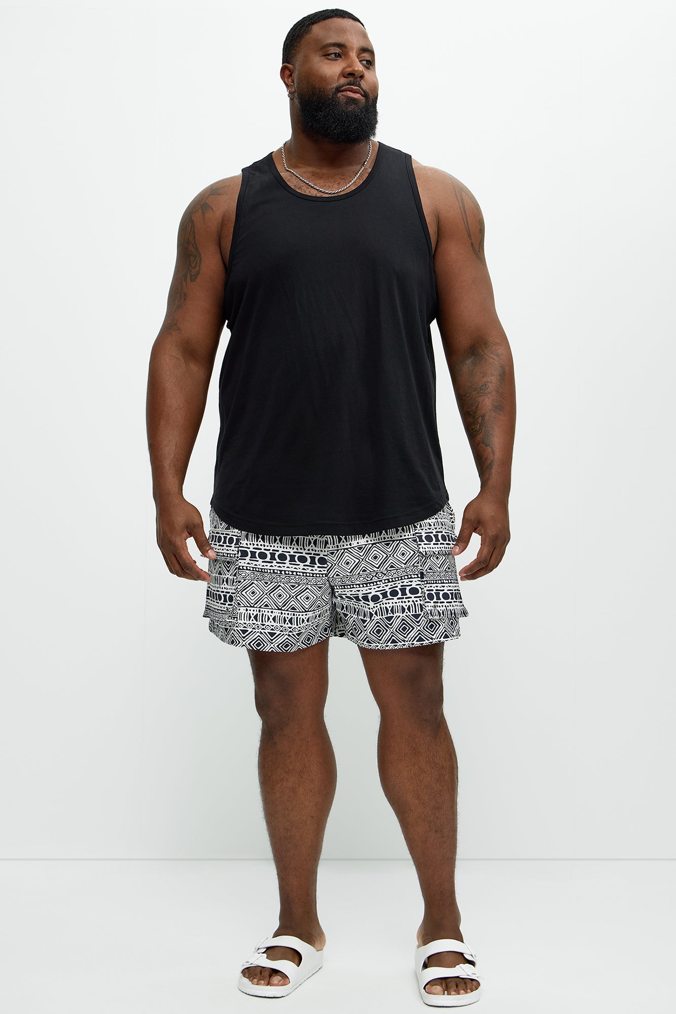 Attract Abstract Cargo Swim Mid Trunk - Black/White - Image 4