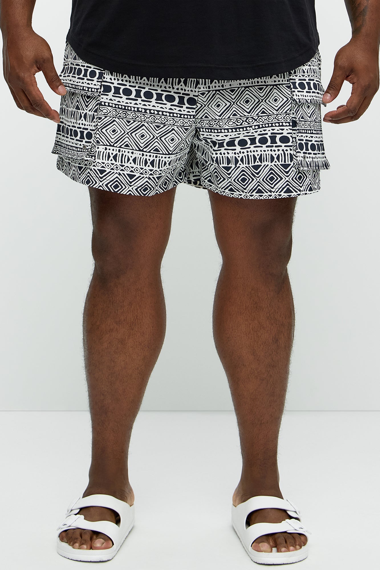 Attract Abstract Cargo Swim Mid Trunk - Black/White - Image 5