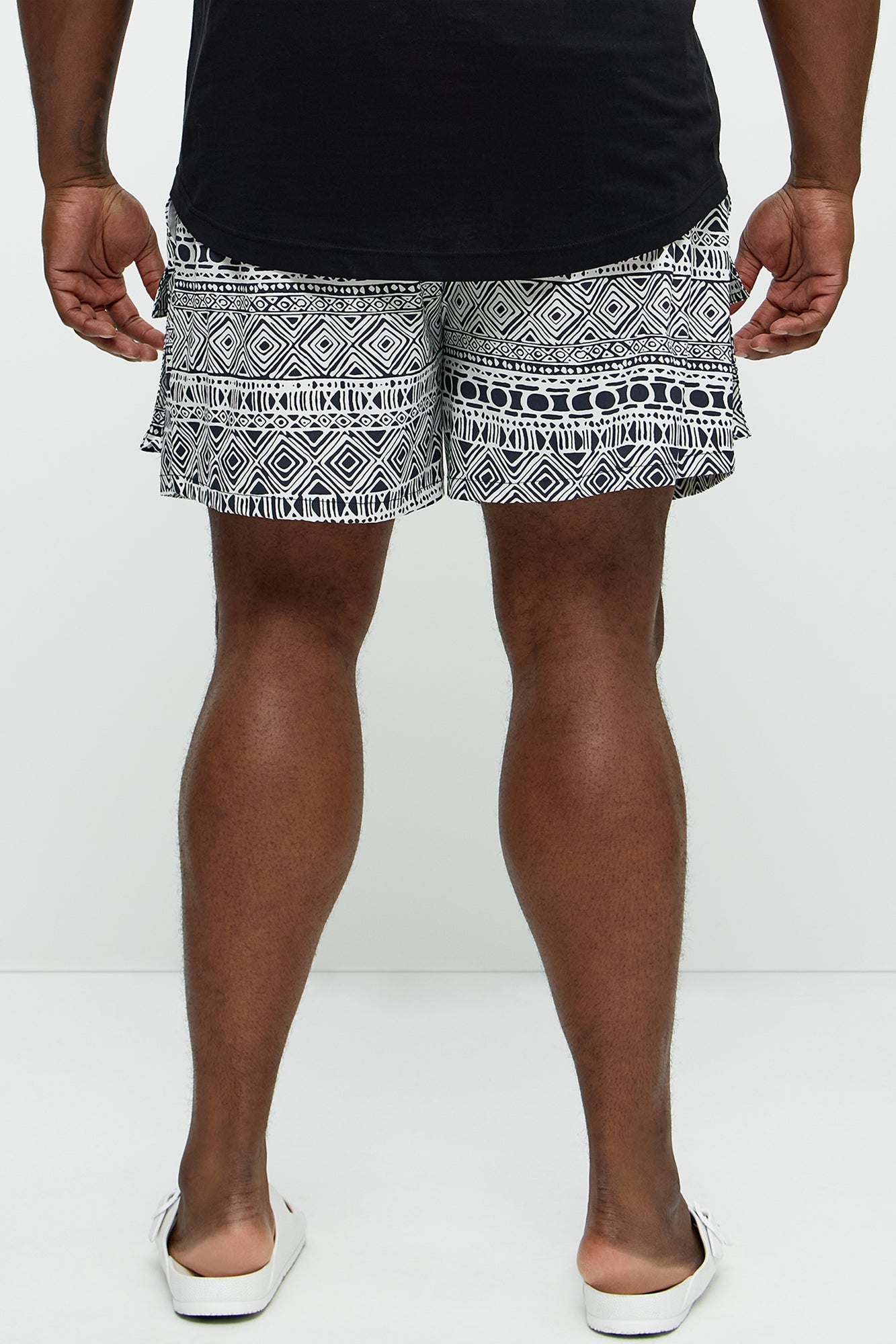 Attract Abstract Cargo Swim Mid Trunk - Black/White - Image 7