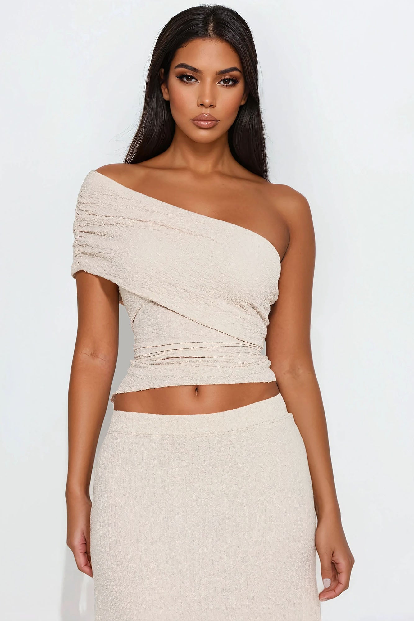Pretty Girl Energy Textured Skirt Set - Sand - Image 3
