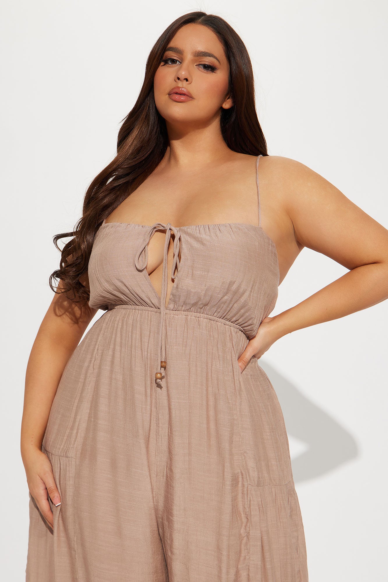 Vacation Ready Gauze Jumpsuit - Mocha - Image 5