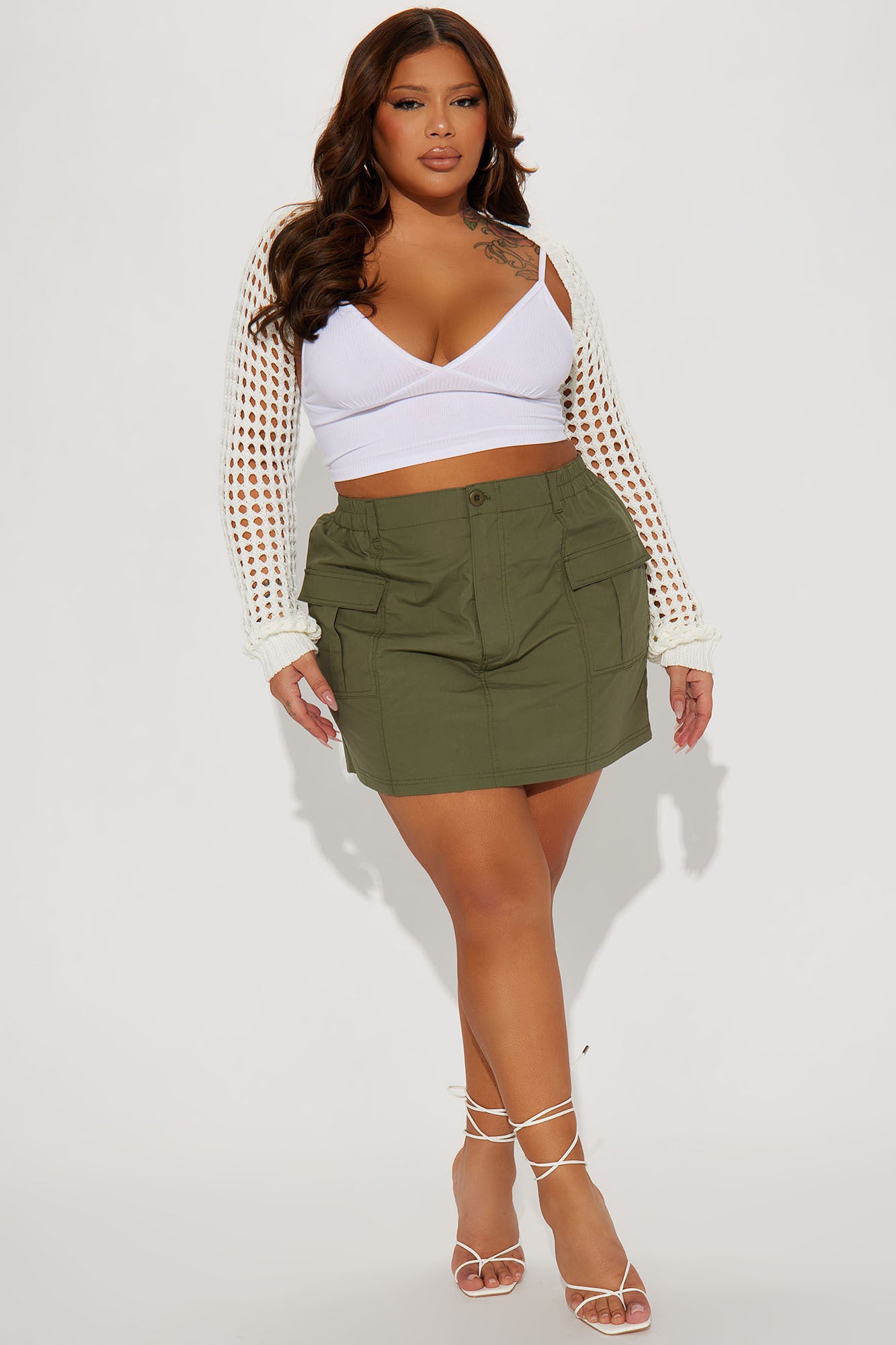 Best Kept Secret Cargo Mini Skirt - Olive - Image 4