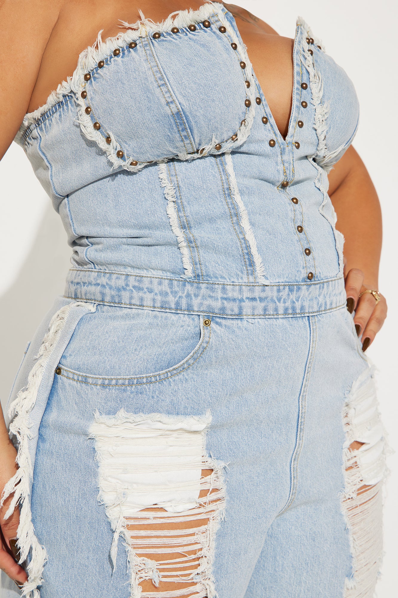 Demi Distressed Jumpsuit - Denim - Image 6