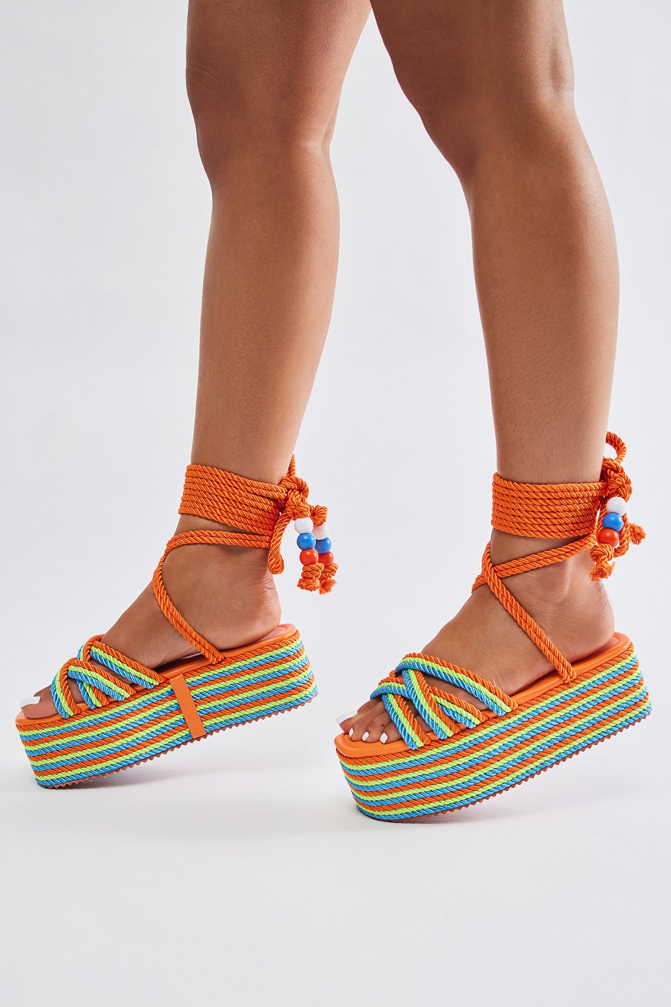 Catch Me Chillin' Flatform Sandals - Orange/combo - Image 3