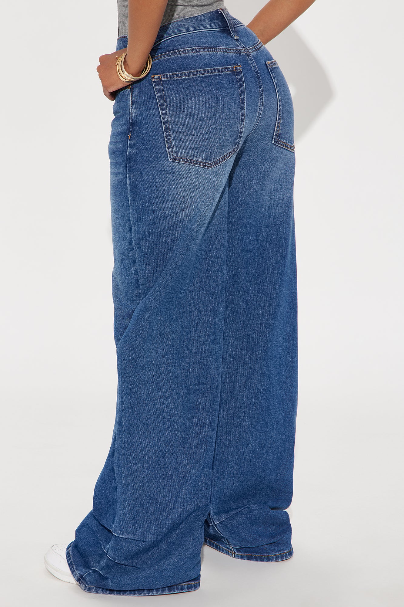 Time To Move On Tacked Baggy Jeans - Dark Wash - Image 4