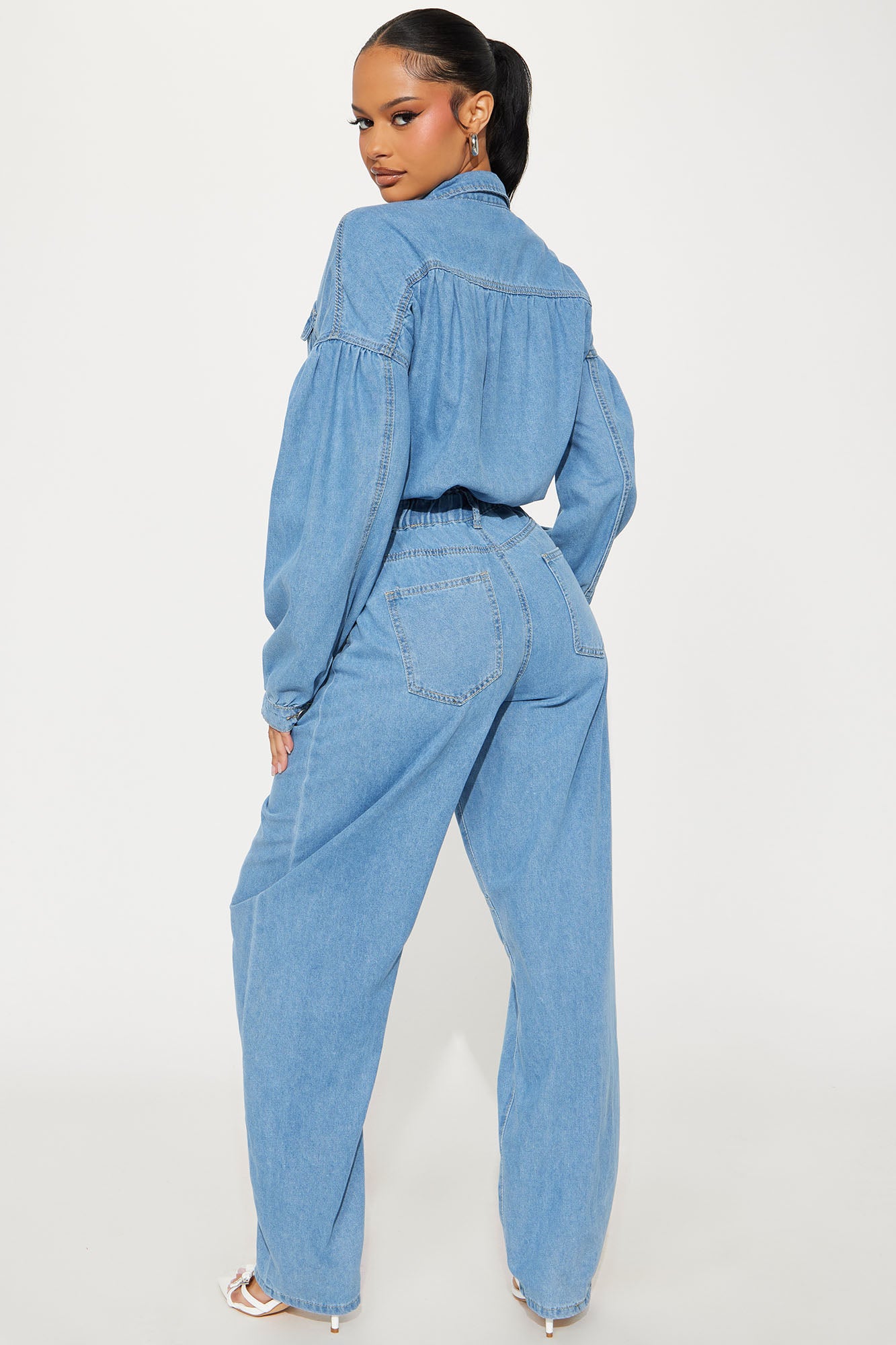Deisy Denim Jumpsuit - Light Wash - Image 3