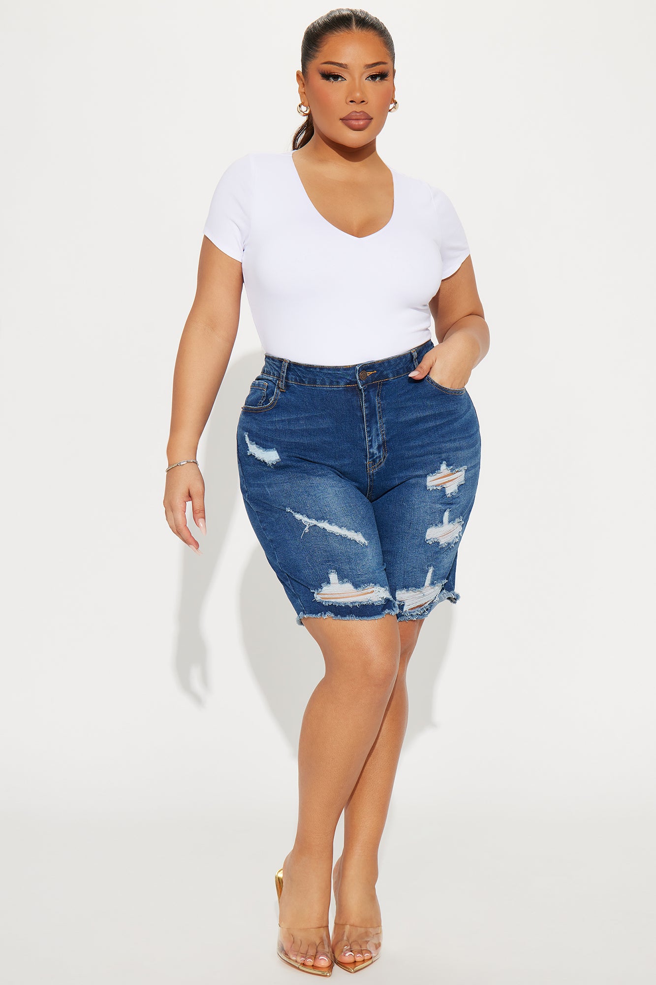 Tight Squeeze Lux Stretch Denim Bermuda Shorts - Dark Wash - Image 5