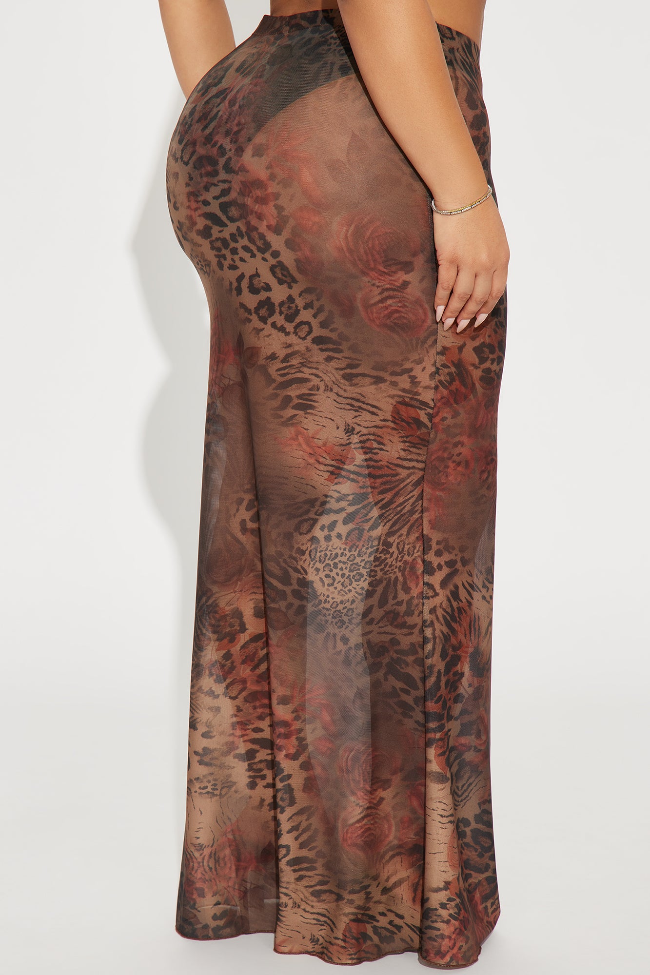 Playing Games Sheer Leopard Mesh Maxi Skirt - Brown/combo - Image 7