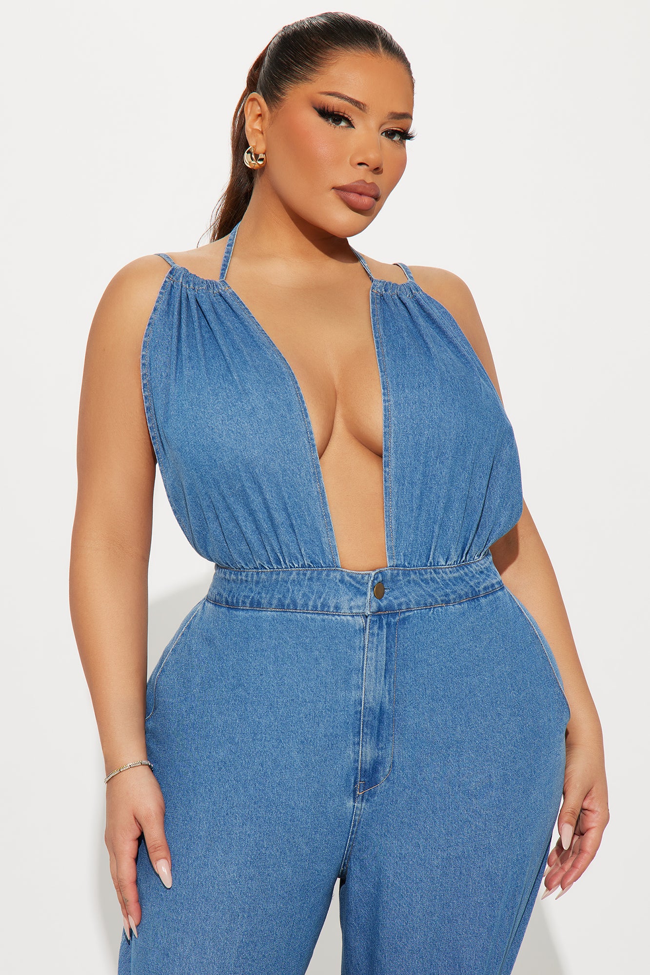 Always A Statement Denim Jumpsuit  - Medium Wash - Image 5