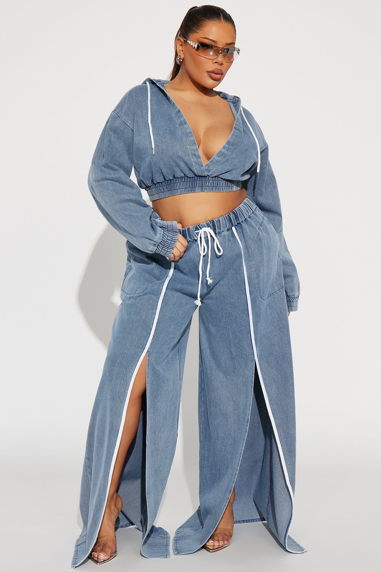 Keep Up With Me Denim Pant Set - Blue - Image 4